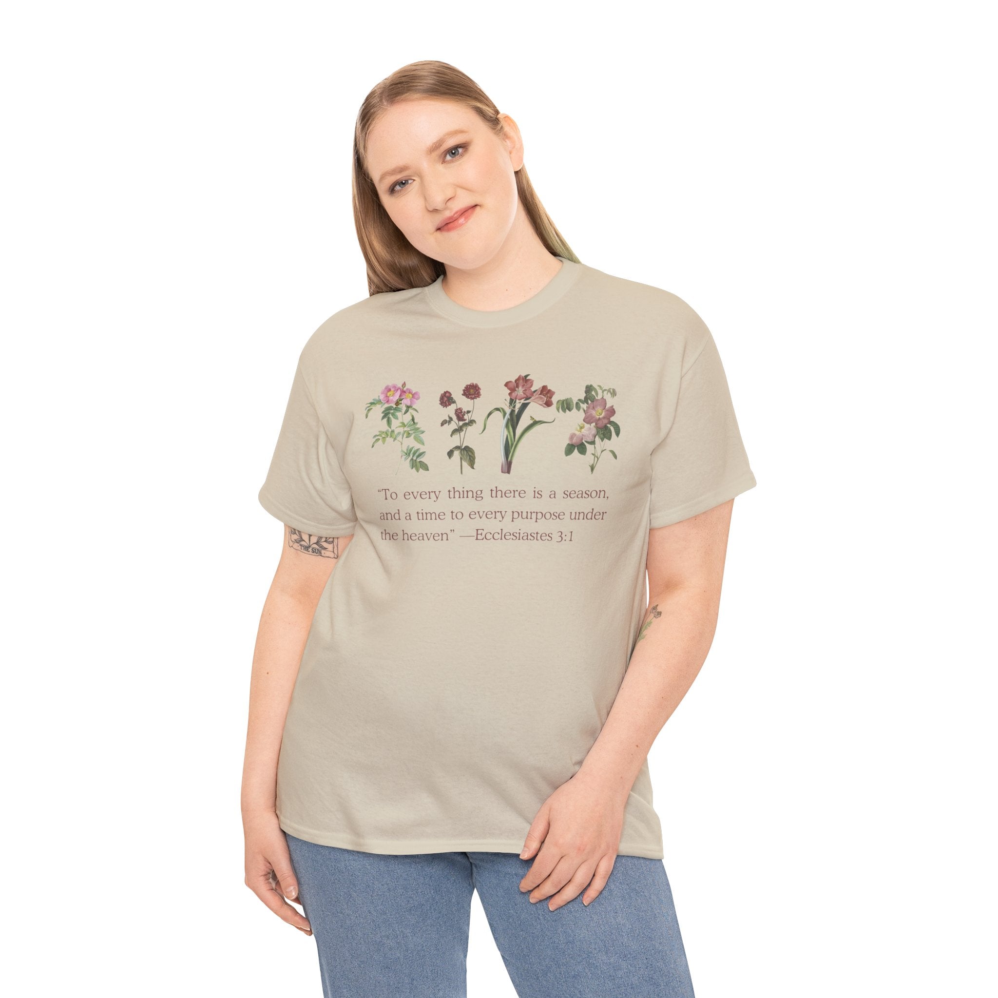 Christian -Biblical Inspirational Floral Quote Tee, Nature Lover Gift, Eco-Friendly Fashion, Casual Everyday Wear
