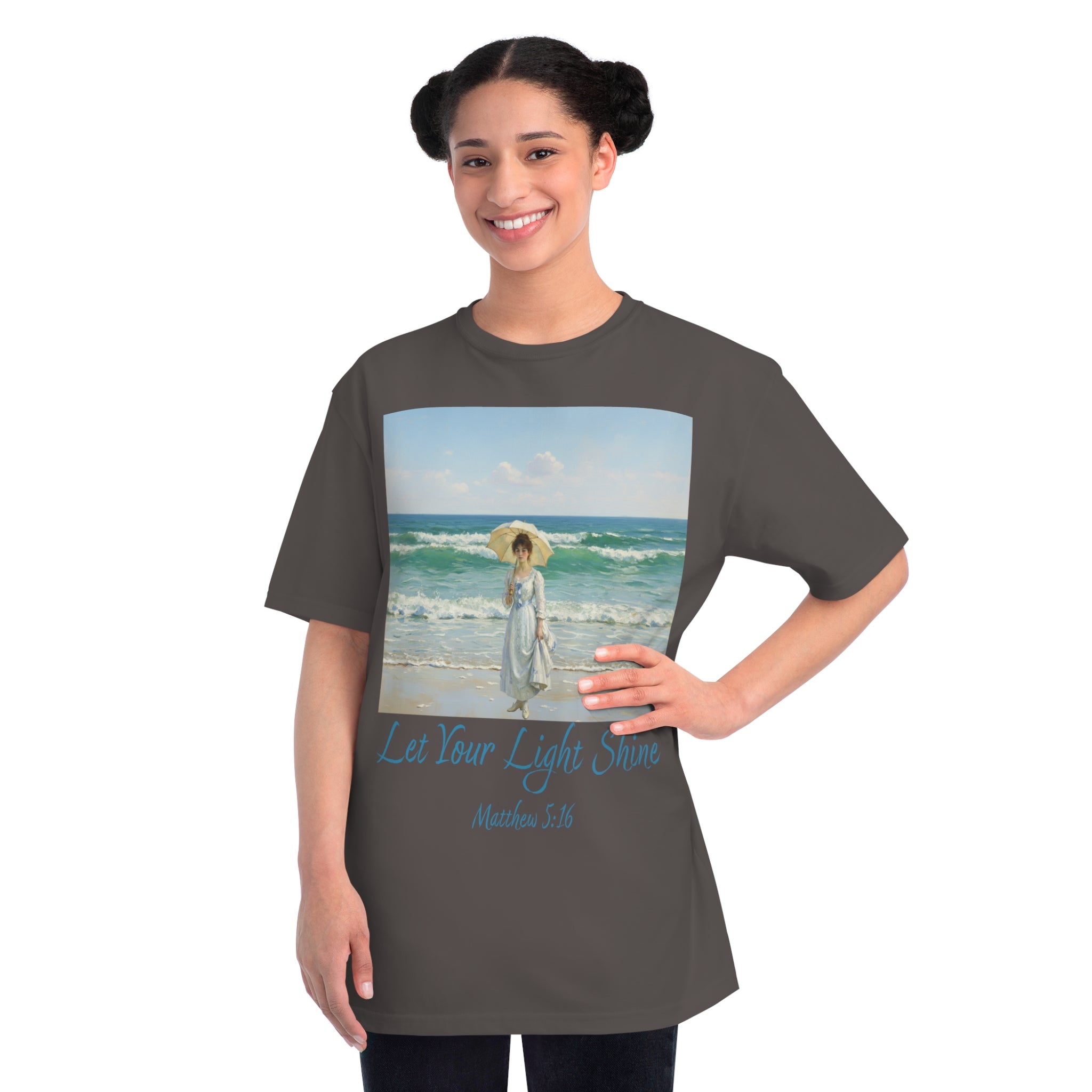Organic Unisex Classic T-Shirt - Inspirational Beach Art, Let Your Light Shine Design-Figure with a Parasol- Monet Style, Perfect Gift for Ocean Lovers, Casual Wear, [...]