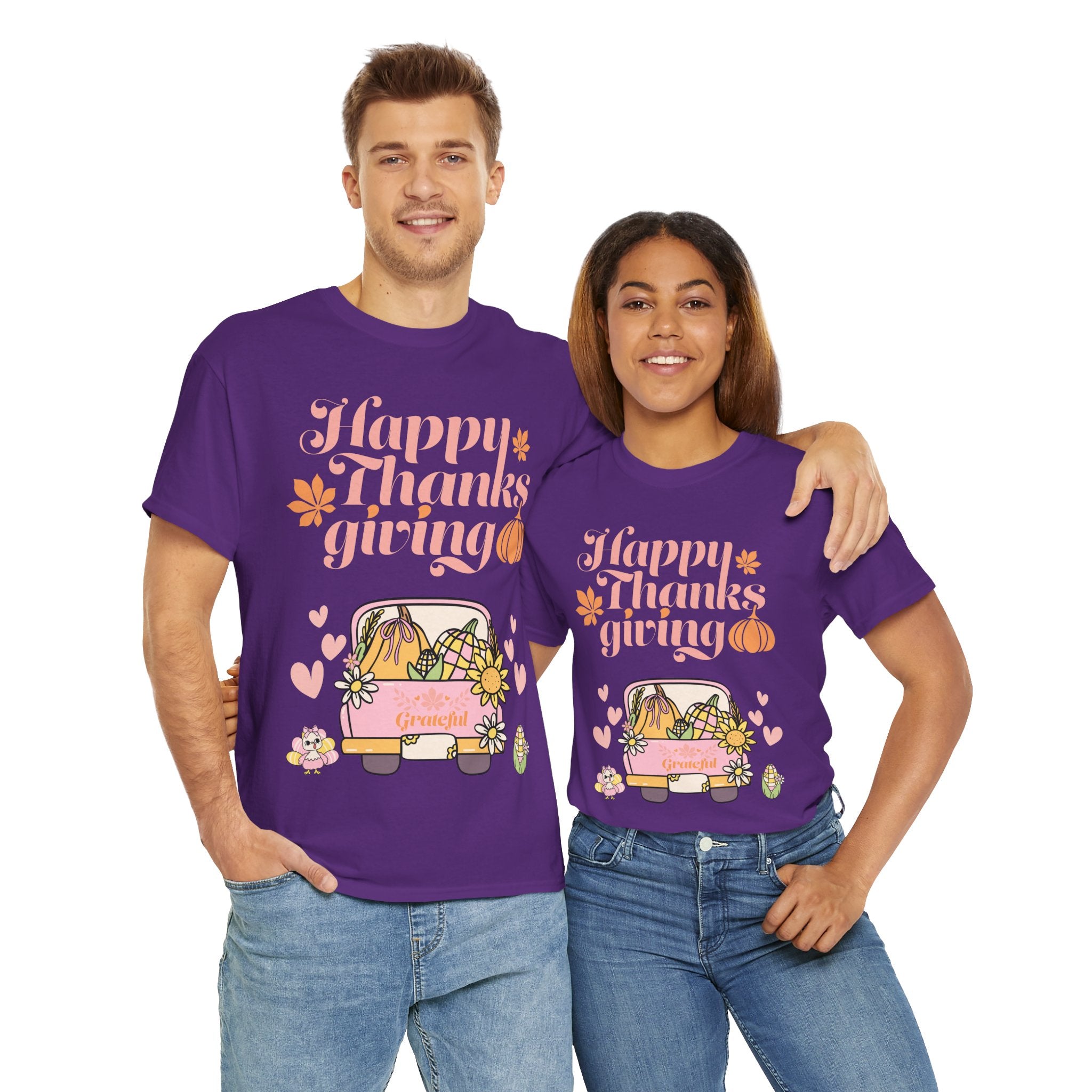 Happy Thanksgiving Unisex Tee | Cozy Autumn Shirt for Family Gatherings, Thanksgiving Celebration, Fall Fashion, Cute Gift Idea