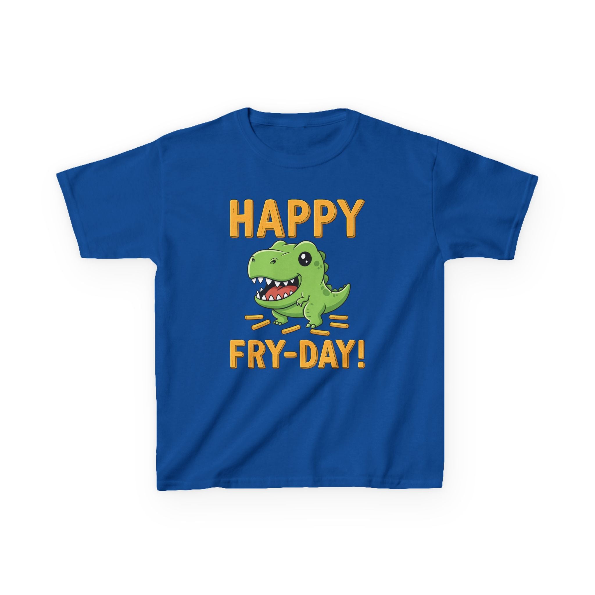 Happy Fry-Day Kids Tee, Fun Dinosaur T-Shirt, Kids Cotton Shirt, Birthday Gift, Everyday Wear, Summer Fun, Playful Tee