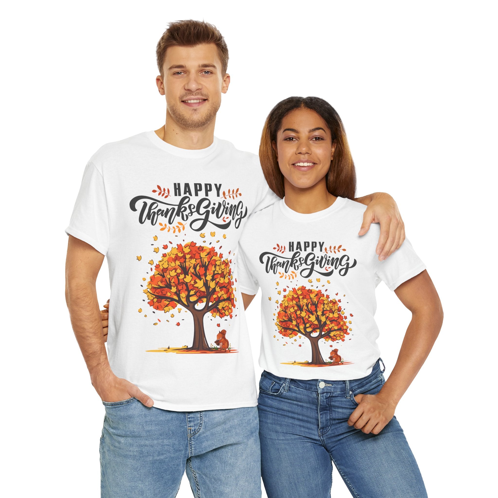 Happy Thanksgiving Tree Unisex Tee, Autumn Shirt, Holiday Apparel, Fall Fashion, Seasonal Gift