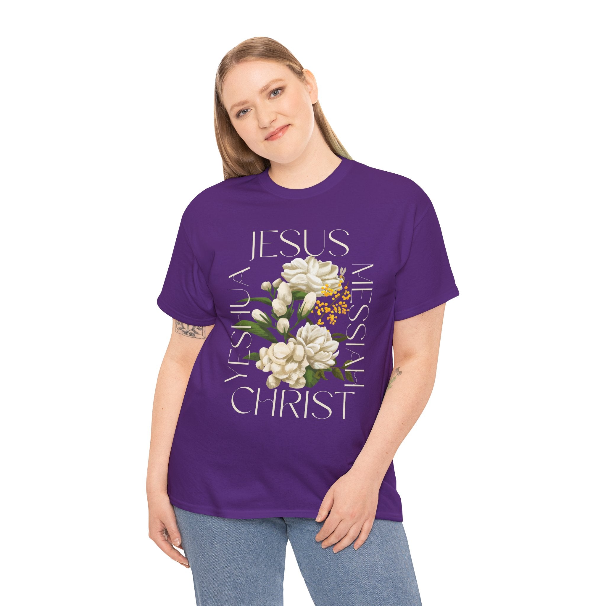 Floral Jesus Christ Tee, Spiritual T-Shirt, Inspirational Unisex Cotton Shirt, Gift for Believers, Christian Apparel