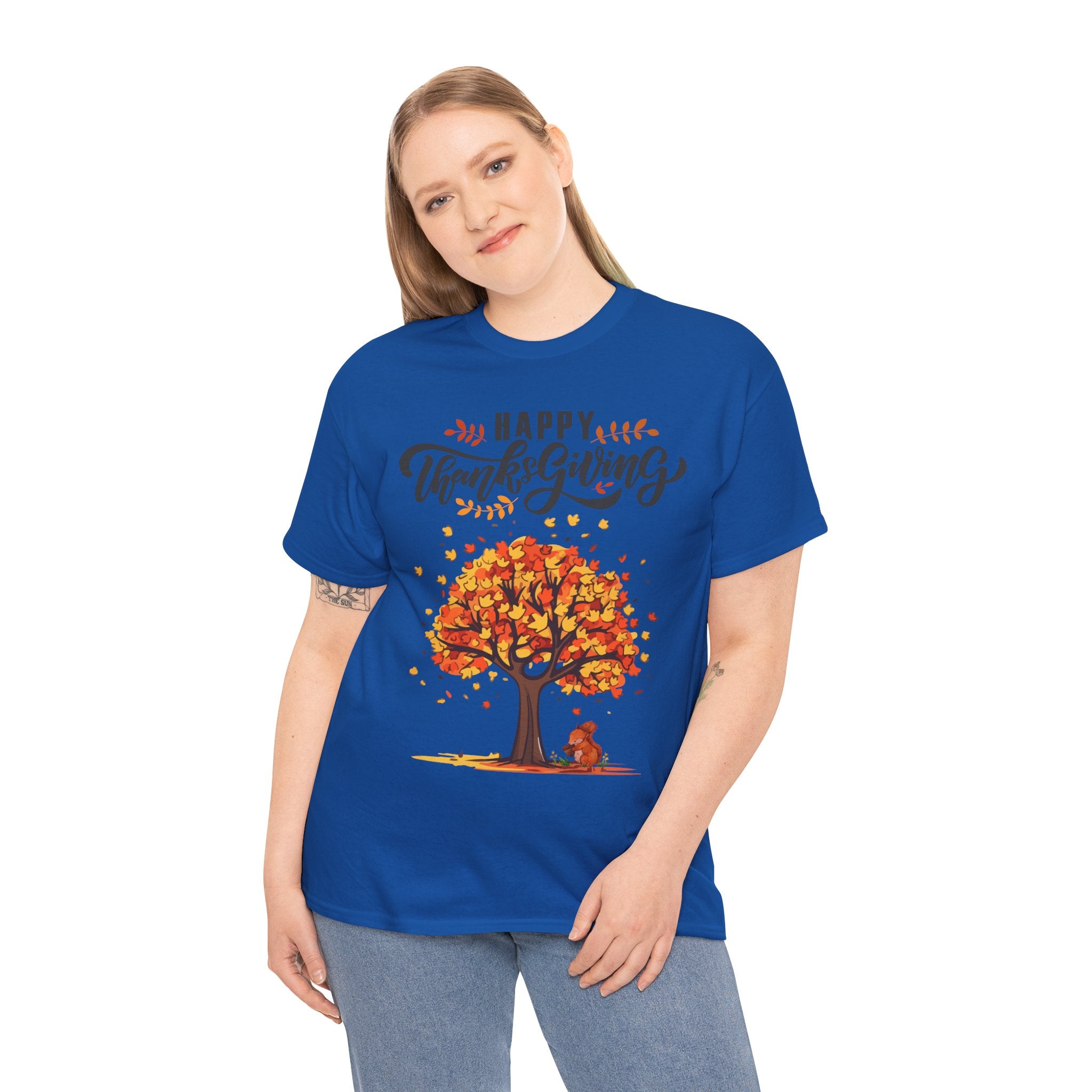 Happy Thanksgiving Tree Unisex Tee, Autumn Shirt, Holiday Apparel, Fall Fashion, Seasonal Gift