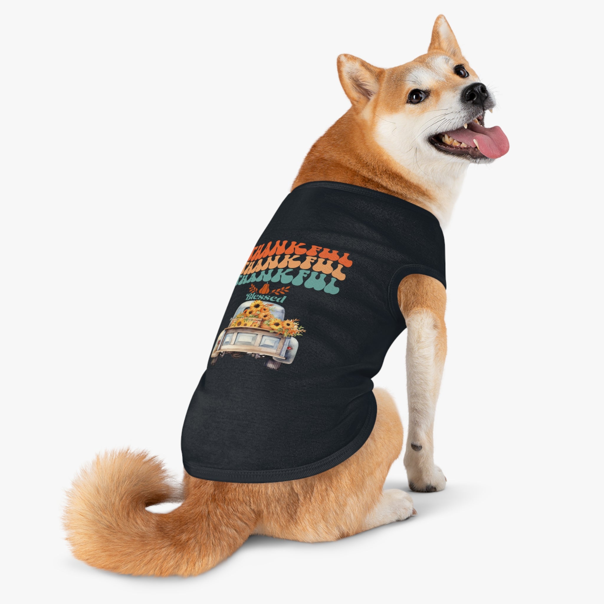 Thankful Pet Tank Top, Cute Dog Shirt, Pet Apparel, Blessed Pet Wear, Fall Fashion for Pets, Gifts for Dog Lovers