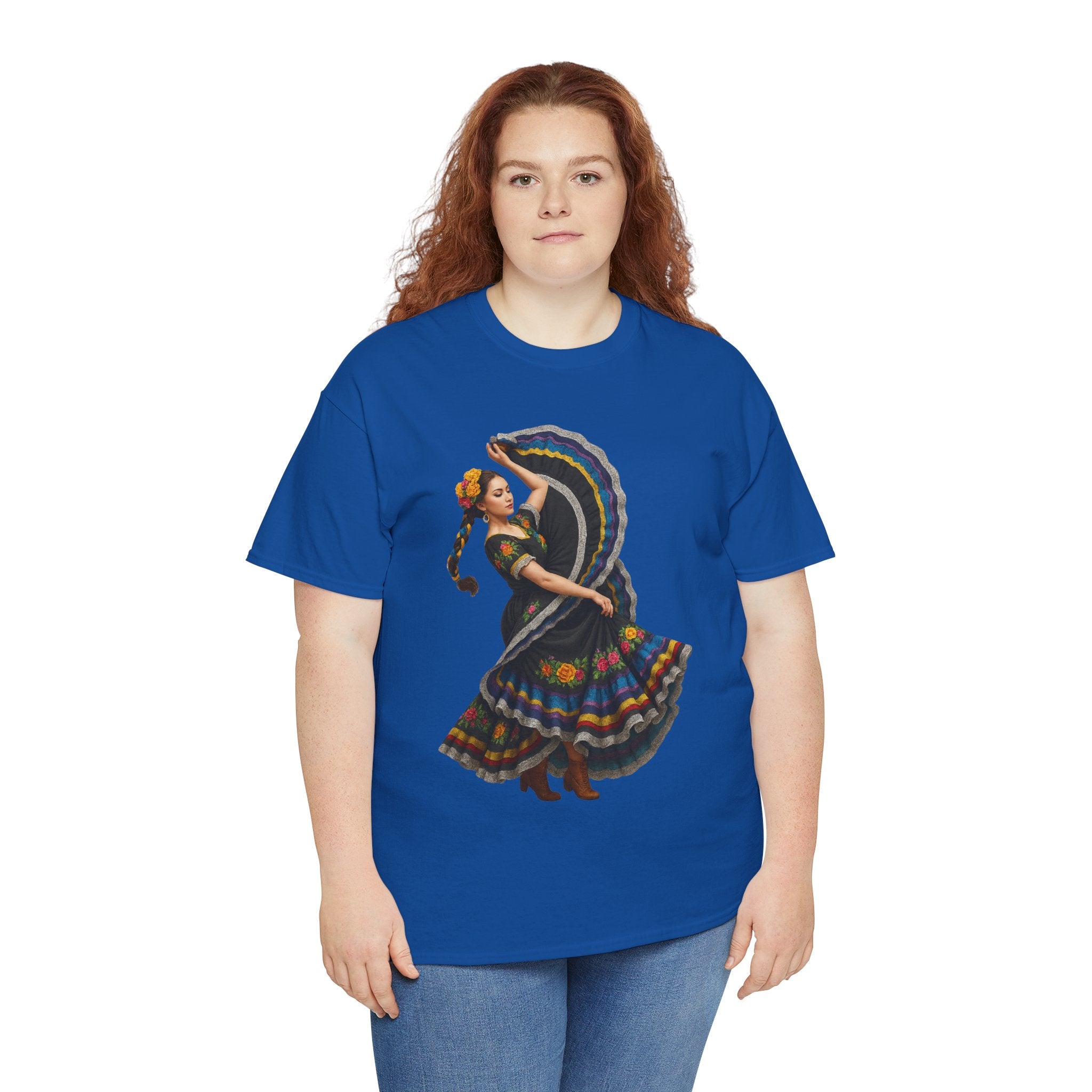 Folklórico Cultural Dance Graphic Tee, Unisex Heavy Cotton T-Shirt, Festival Apparel, Bohemian Style Shirt, Gift for Dancers, Ethnic Art Tee