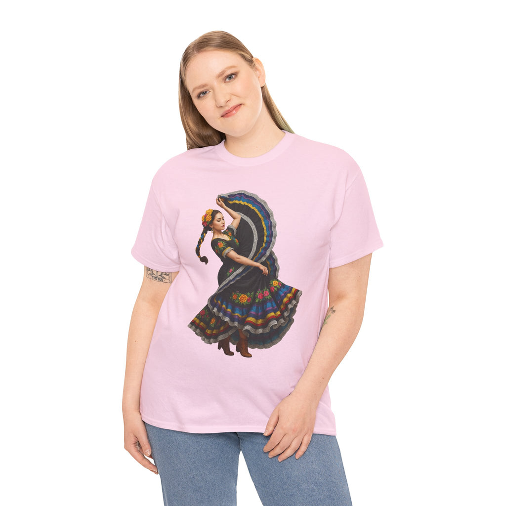 Folklórico Cultural Dance Graphic Tee, Unisex Heavy Cotton T-Shirt, Festival Apparel, Bohemian Style Shirt, Gift for Dancers, Ethnic Art Tee