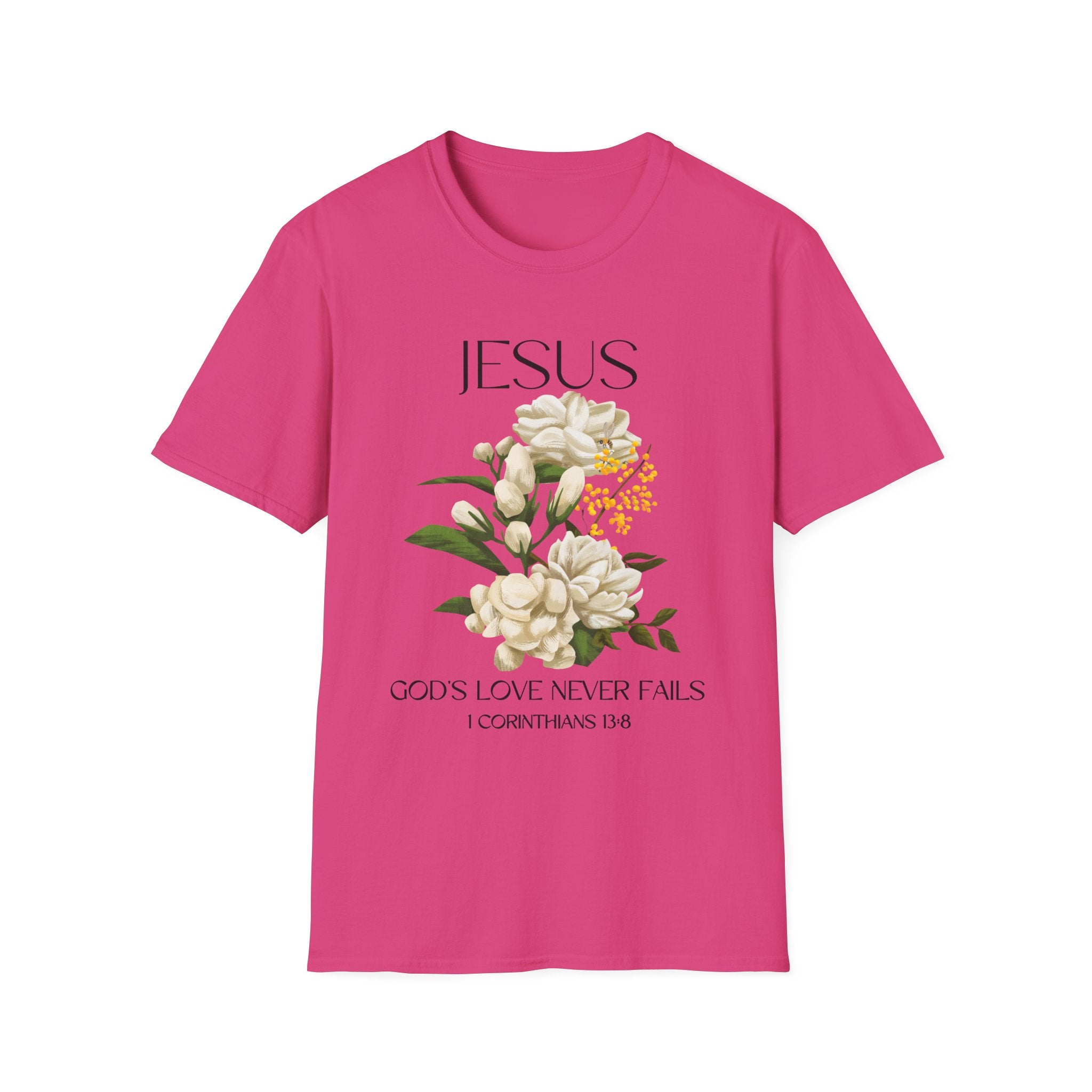 Jesus Floral Faith T-Shirt- Christian Graphic Tee, Inspirational Gift, Religious Apparel, Casualwear, Unisex