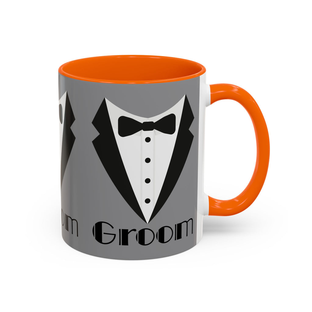 Groom Coffee Mug, Wedding Gift, Groomsmen Party Mug, Black and White Accent Mug, Engagement Celebration