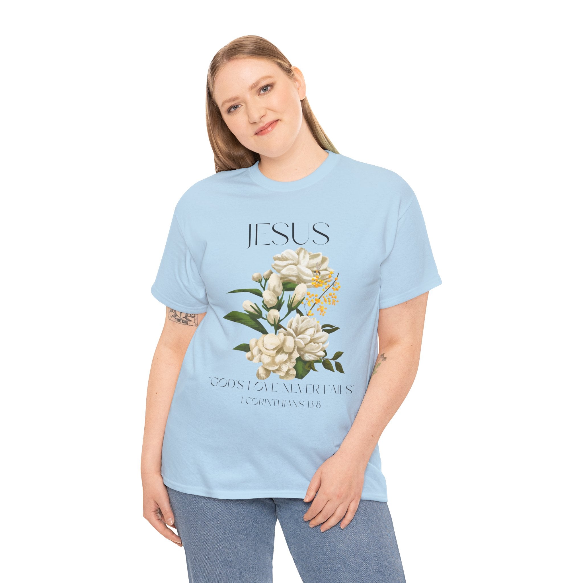 Jesus- God's love never fails-Unisex Heavy Cotton Tee