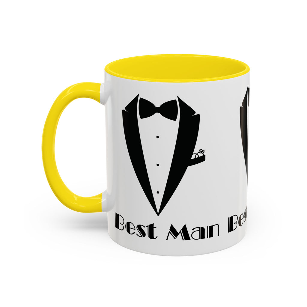 Best Man Accent Coffee Mug 11/15 oz, Groom’s Gift, Wedding Party Favor, Unique Best Man Gift, Black and White Coffee Cup