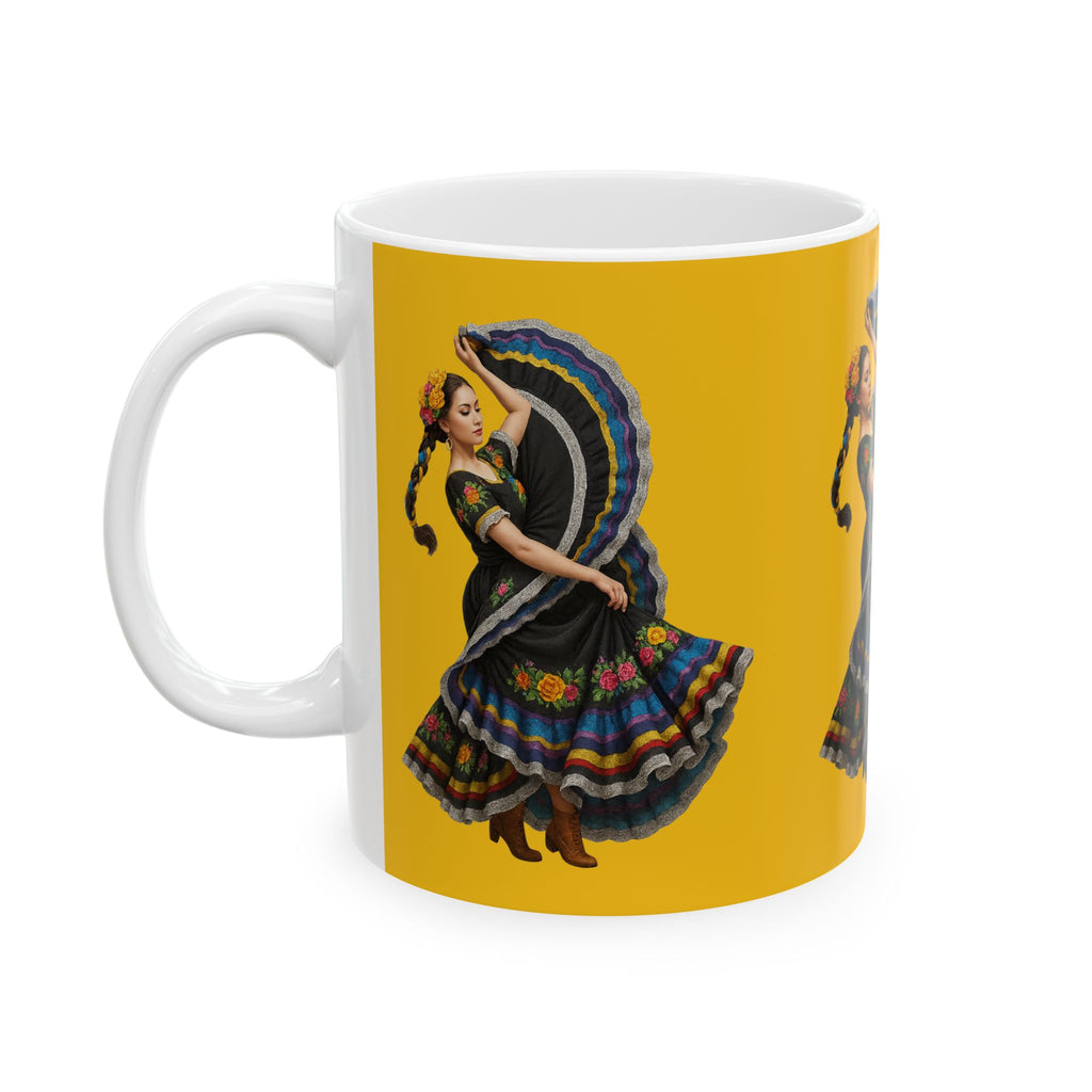 Vibrant Folk Art Ceramic Mug with Dancer Design | Perfect Gift for Festivals, Tea Lovers, Home Decor, Kitchen Essentials
