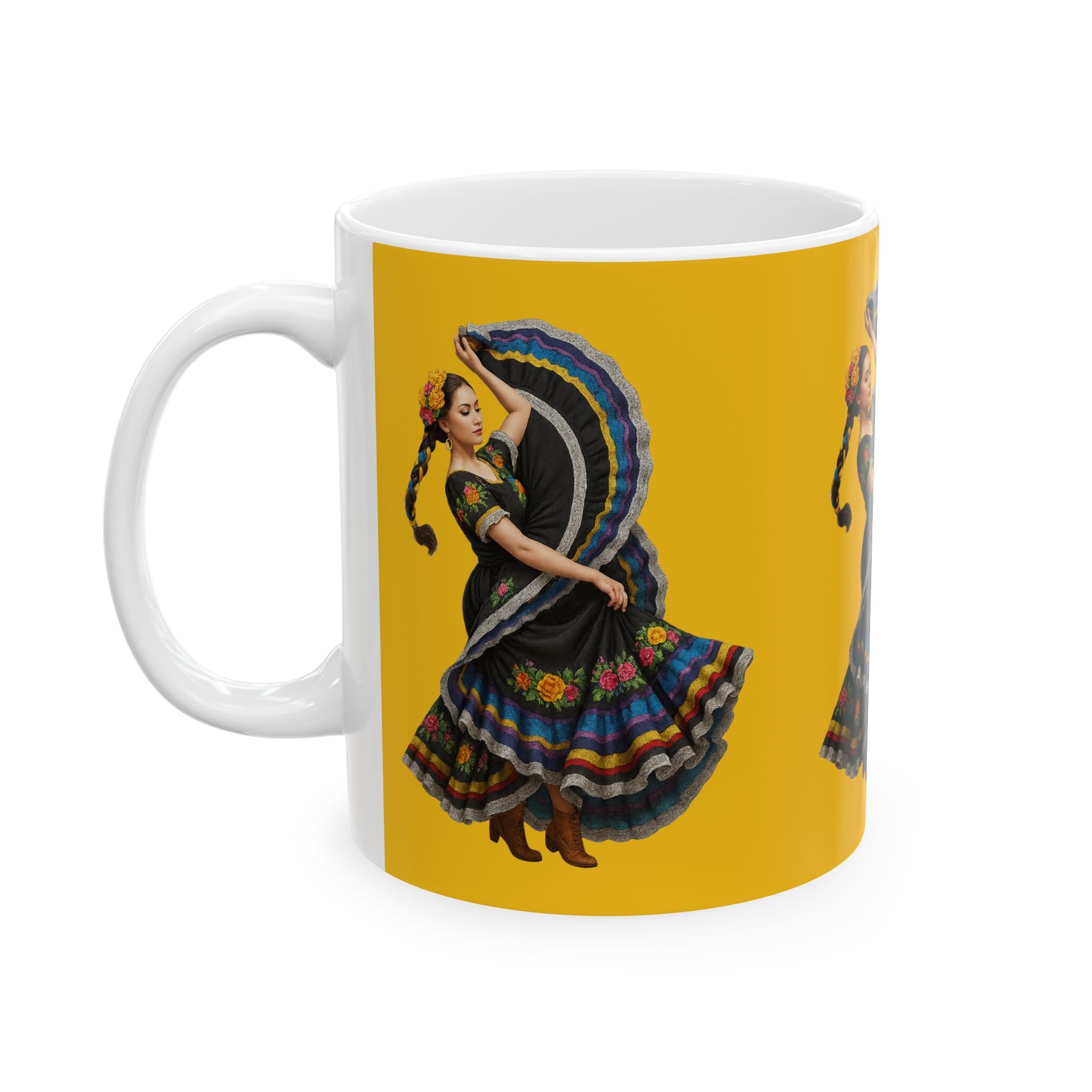 Vibrant Folk Art Ceramic Mug with Dancer Design | Perfect Gift for Festivals, Tea Lovers, Home Decor, Kitchen Essentials