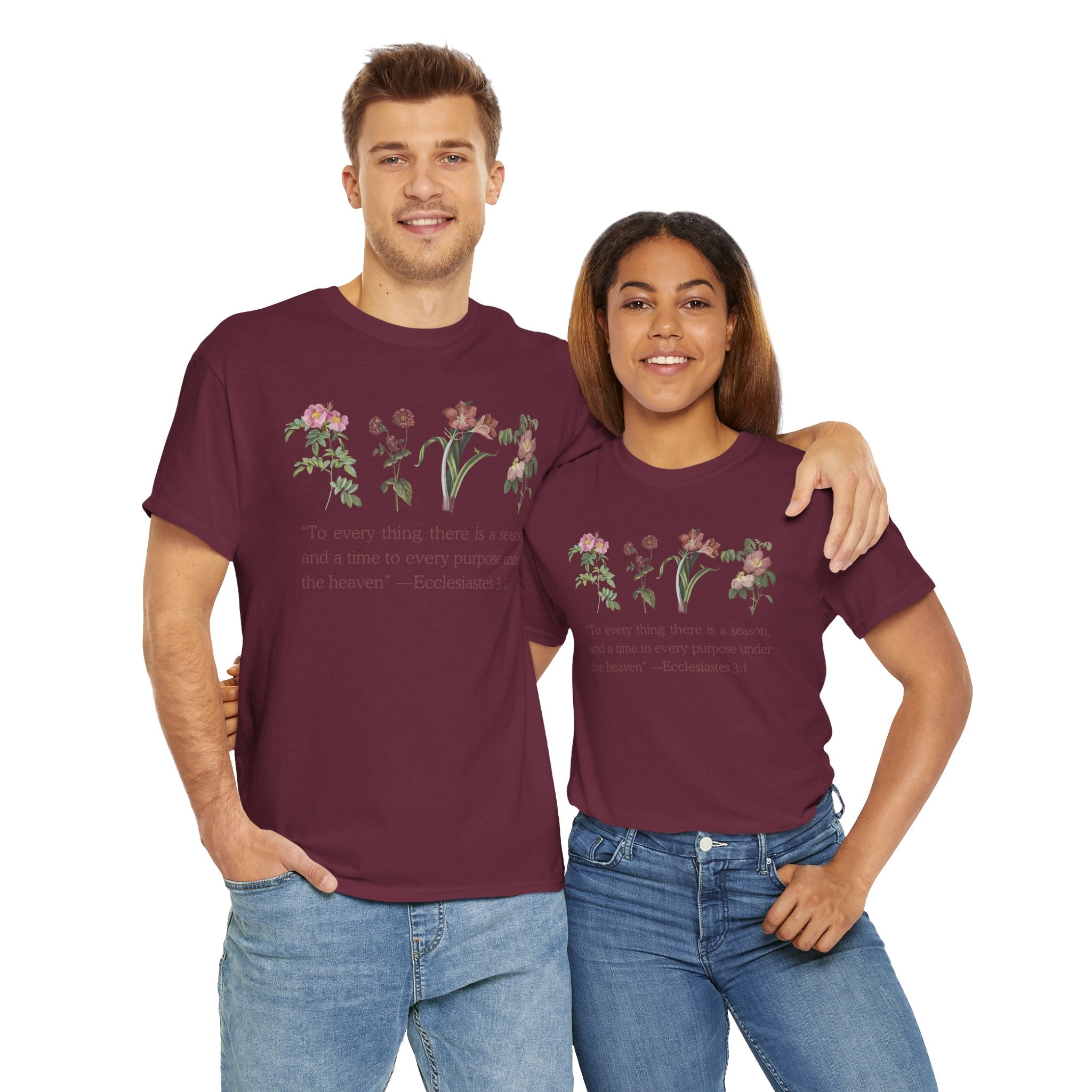 Christian -Biblical Inspirational Floral Quote Tee, Nature Lover Gift, Eco-Friendly Fashion, Casual Everyday Wear