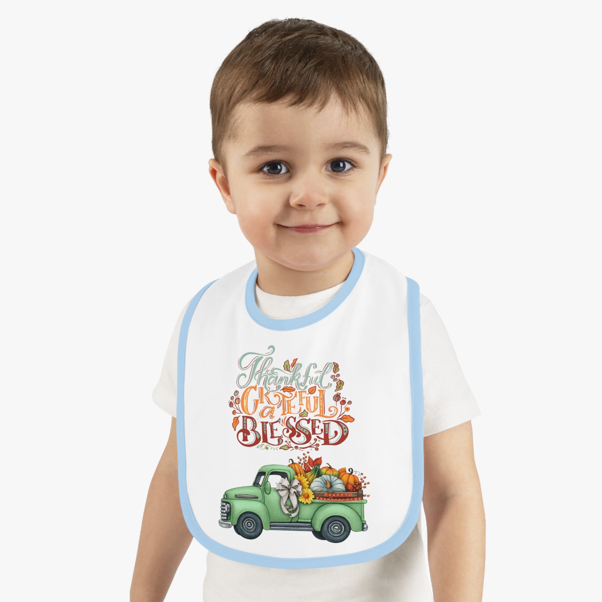 Thankful Bib for Babies | Grateful & Blessed Baby Bib | Cute Fall Bib for Toddlers | Thanksgiving Baby Gift | Holiday Feeding Bib