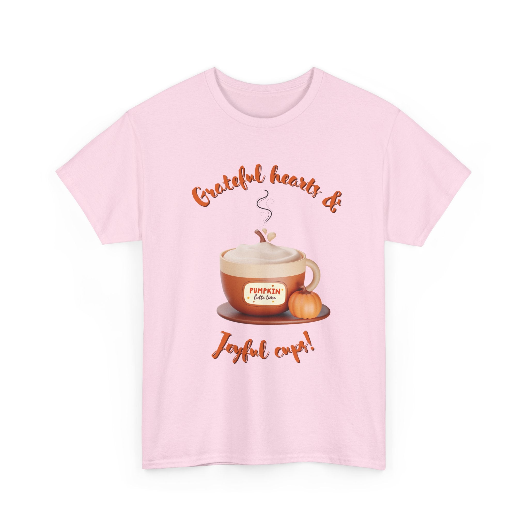 Happy Thanksgiving- Grateful Hearts & Joyful Cups Unisex Tee, Cozy Fall T-Shirt, Thanksgiving Gift, Coffee Lover Apparel, Autumn Fashion