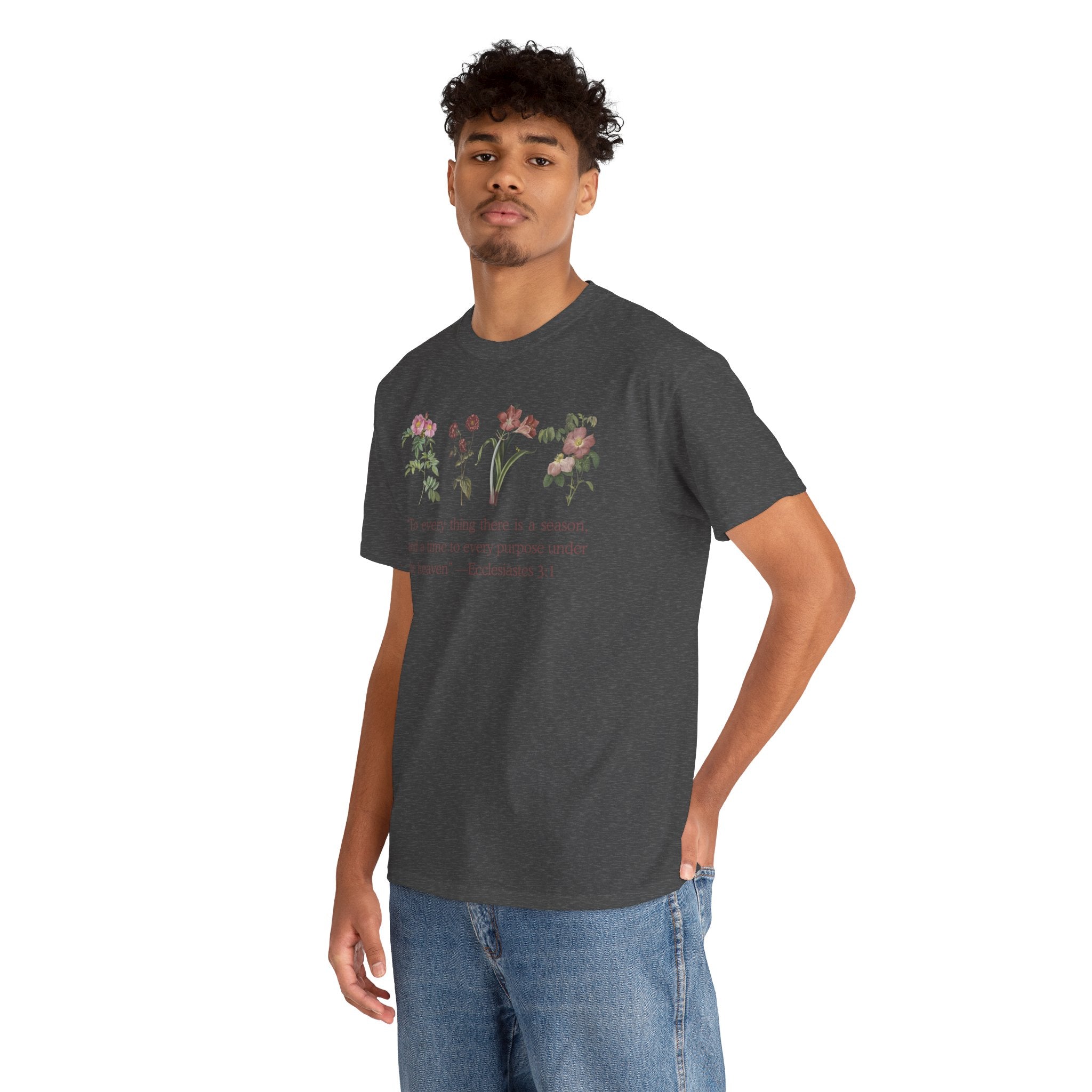 Christian -Biblical Inspirational Floral Quote Tee, Nature Lover Gift, Eco-Friendly Fashion, Casual Everyday Wear
