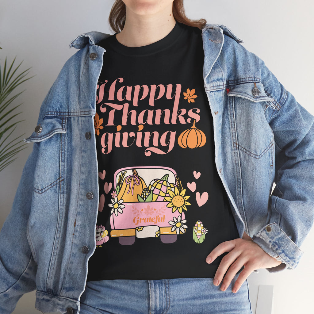Happy Thanksgiving Unisex Tee | Cozy Autumn Shirt for Family Gatherings, Thanksgiving Celebration, Fall Fashion, Cute Gift Idea
