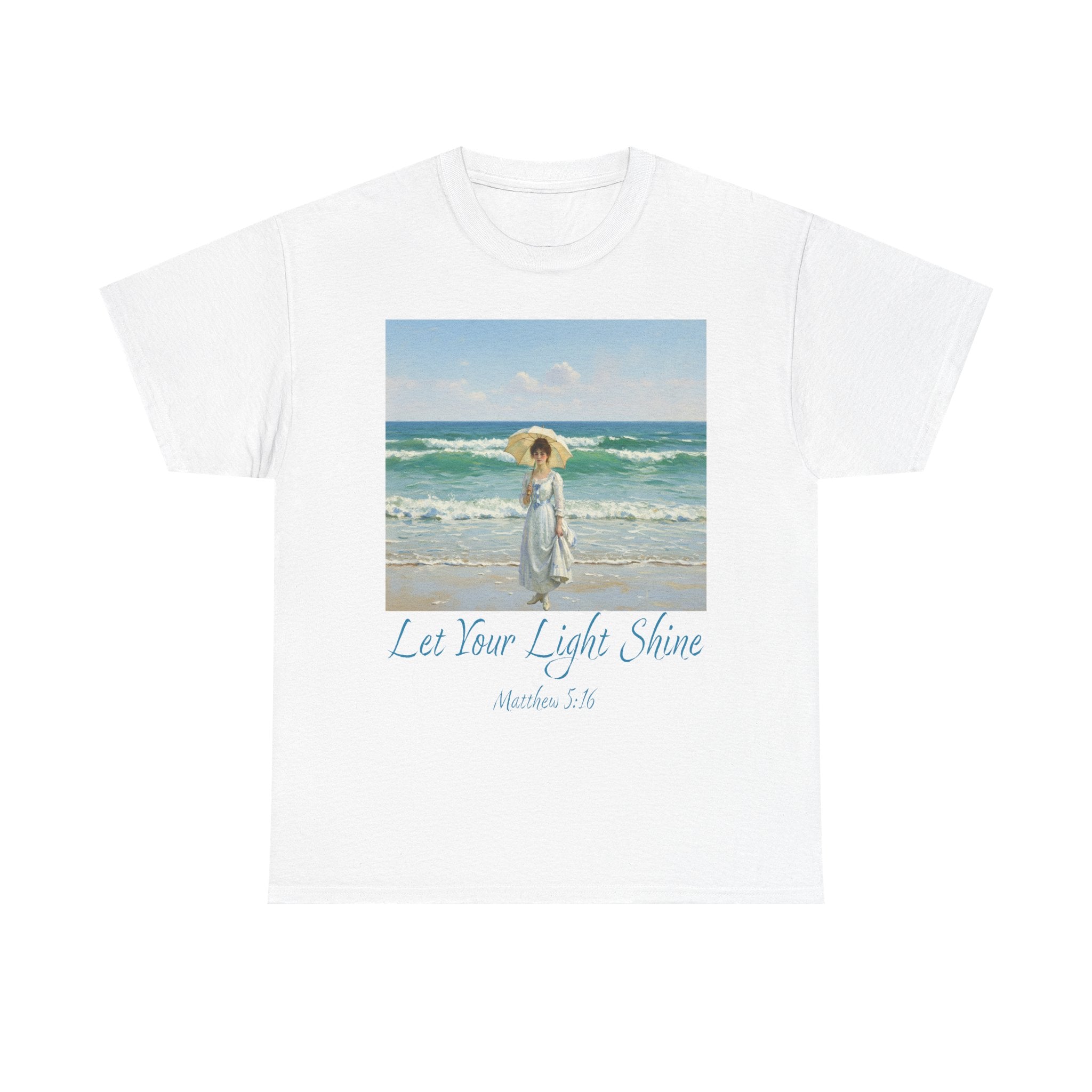 Let Your Light Shine- A Figure with a Parasol-Monet Style- Unisex Cotton Tee, Beach Vibes Shirt, Inspirational Summer Tee, Casual Gift for Her, Perfect for Days at the Shore
