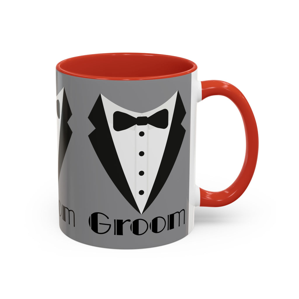 Groom Coffee Mug, Wedding Gift, Groomsmen Party Mug, Black and White Accent Mug, Engagement Celebration