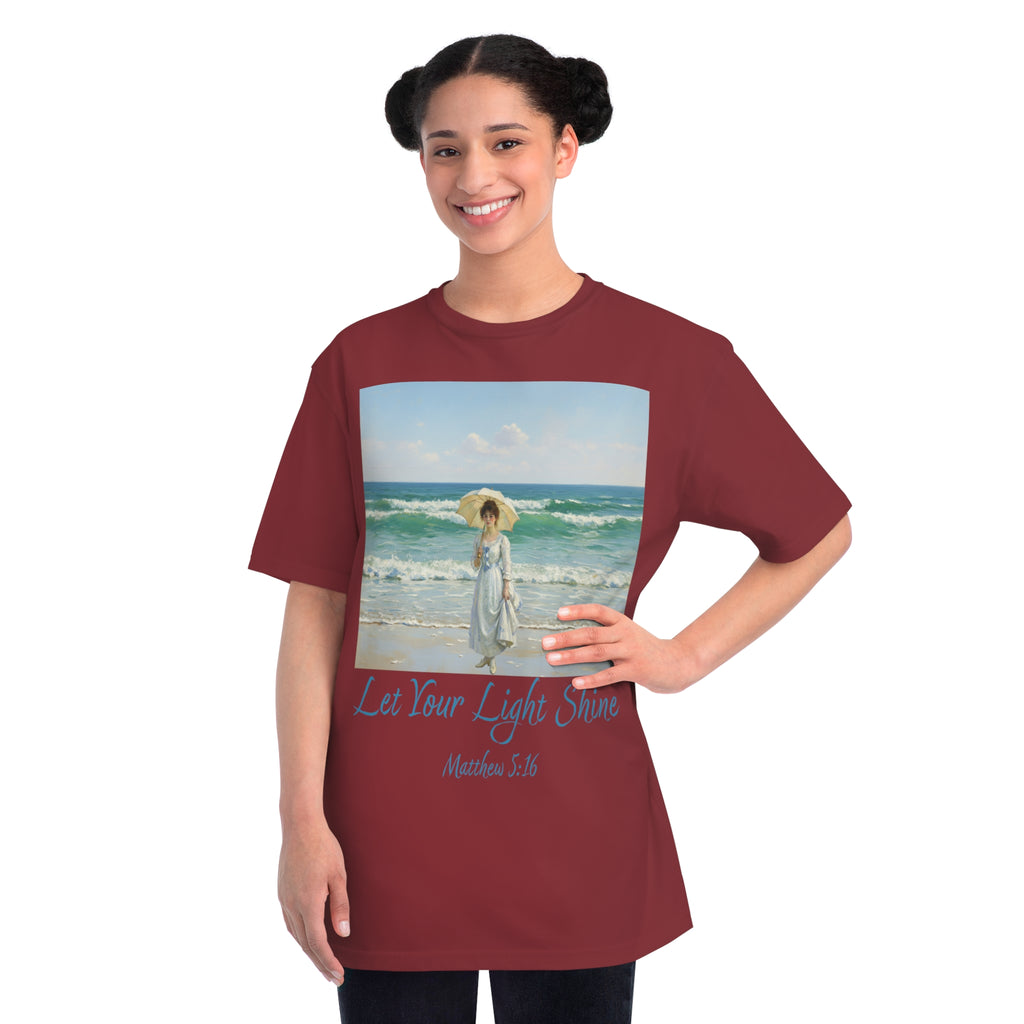 Organic Unisex Classic T-Shirt - Inspirational Beach Art, Let Your Light Shine Design-Figure with a Parasol- Monet Style, Perfect Gift for Ocean Lovers, Casual Wear, [...]