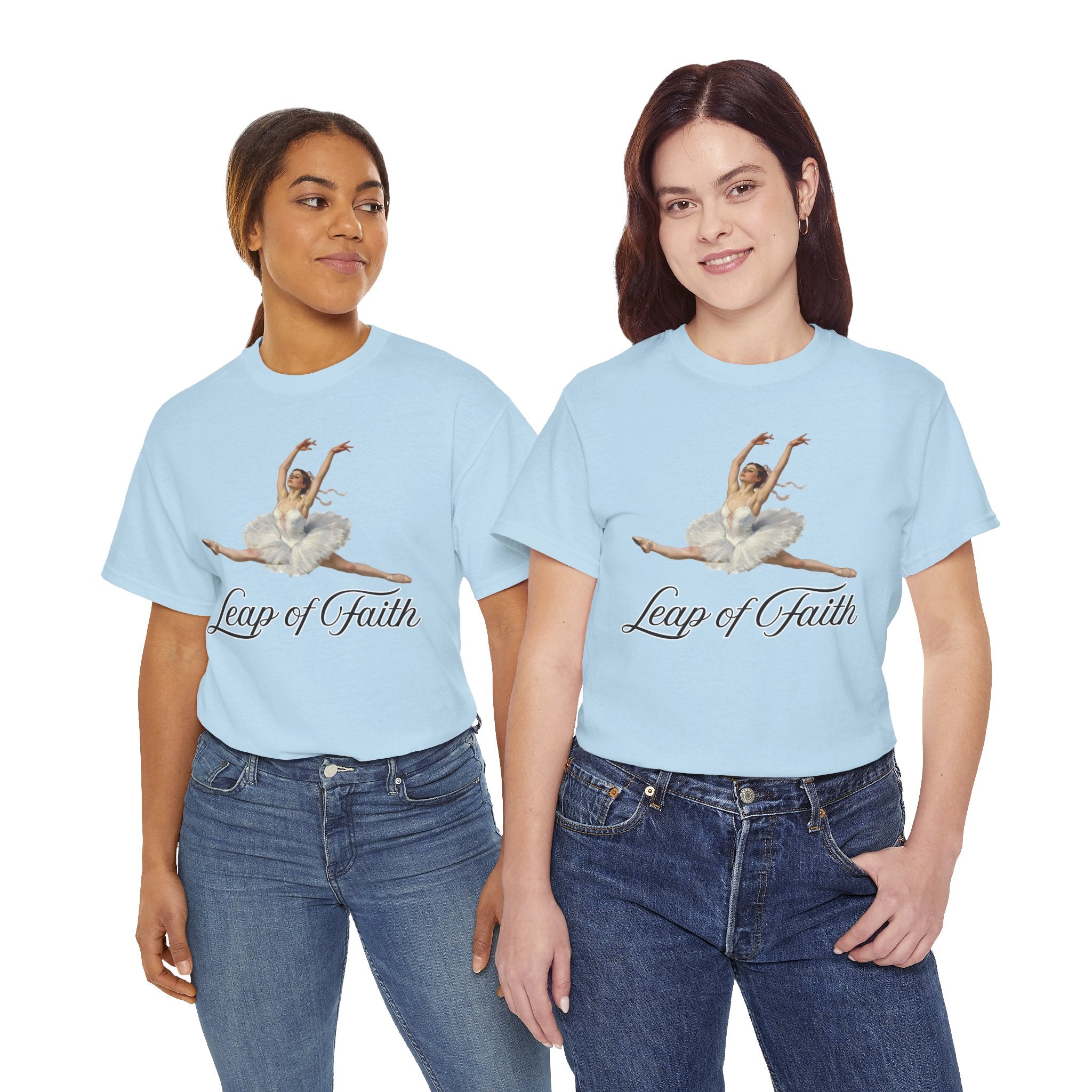 Ballet Inspired Tee - Leap of Faith, Dance Gift, Unisex Cotton Shirt, Inspirational Apparel, Performance Wear, Gift for Dancers-Ballerina in a split leap, inspired by the impressionistic ballet studies of Edgar Degas.