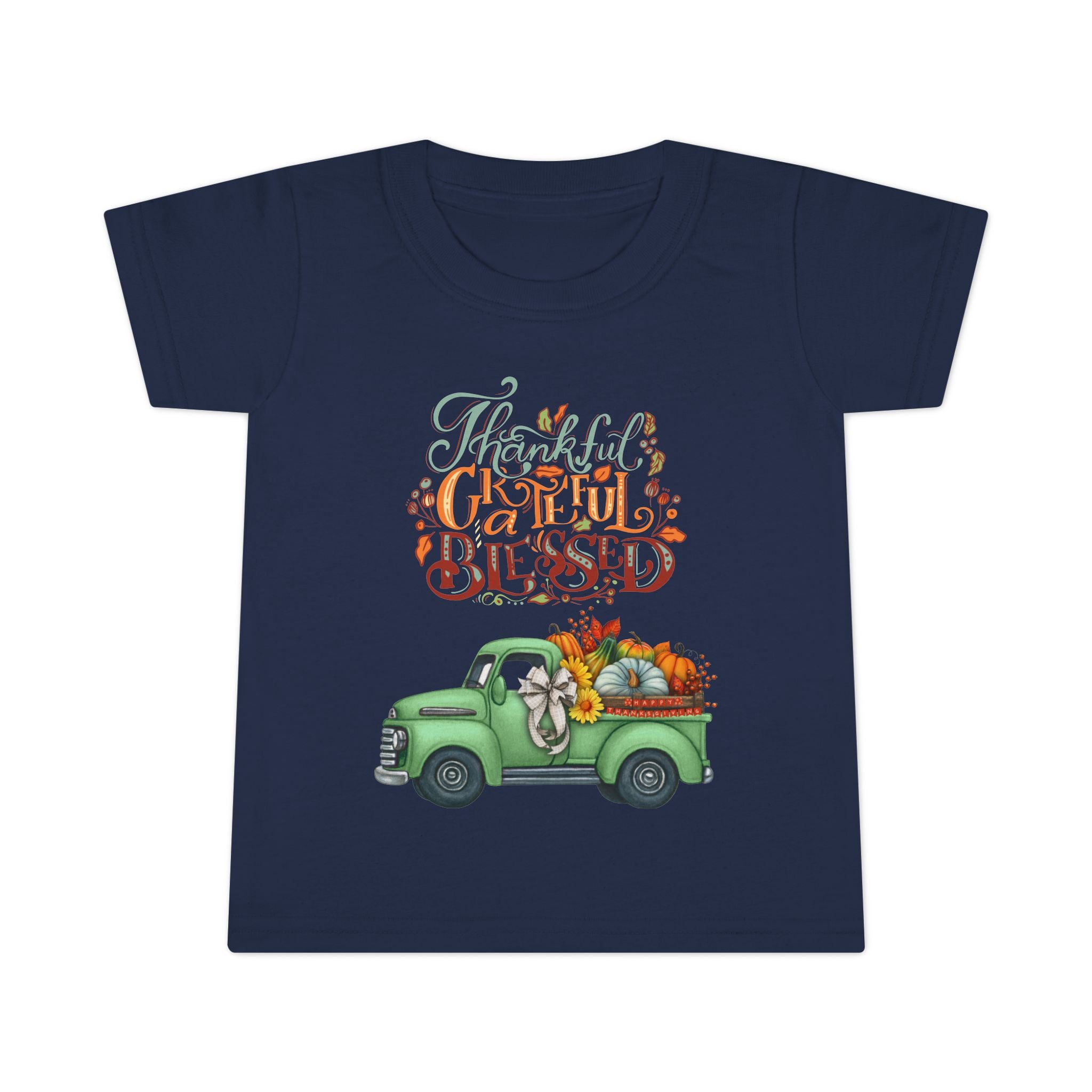 Toddler Tee - Cute Green Truck with Fruits and Vegetables - Cozy Fall Vibe, Perfect for Thanksgiving, Autumn Celebrations, Farmhouse [...]