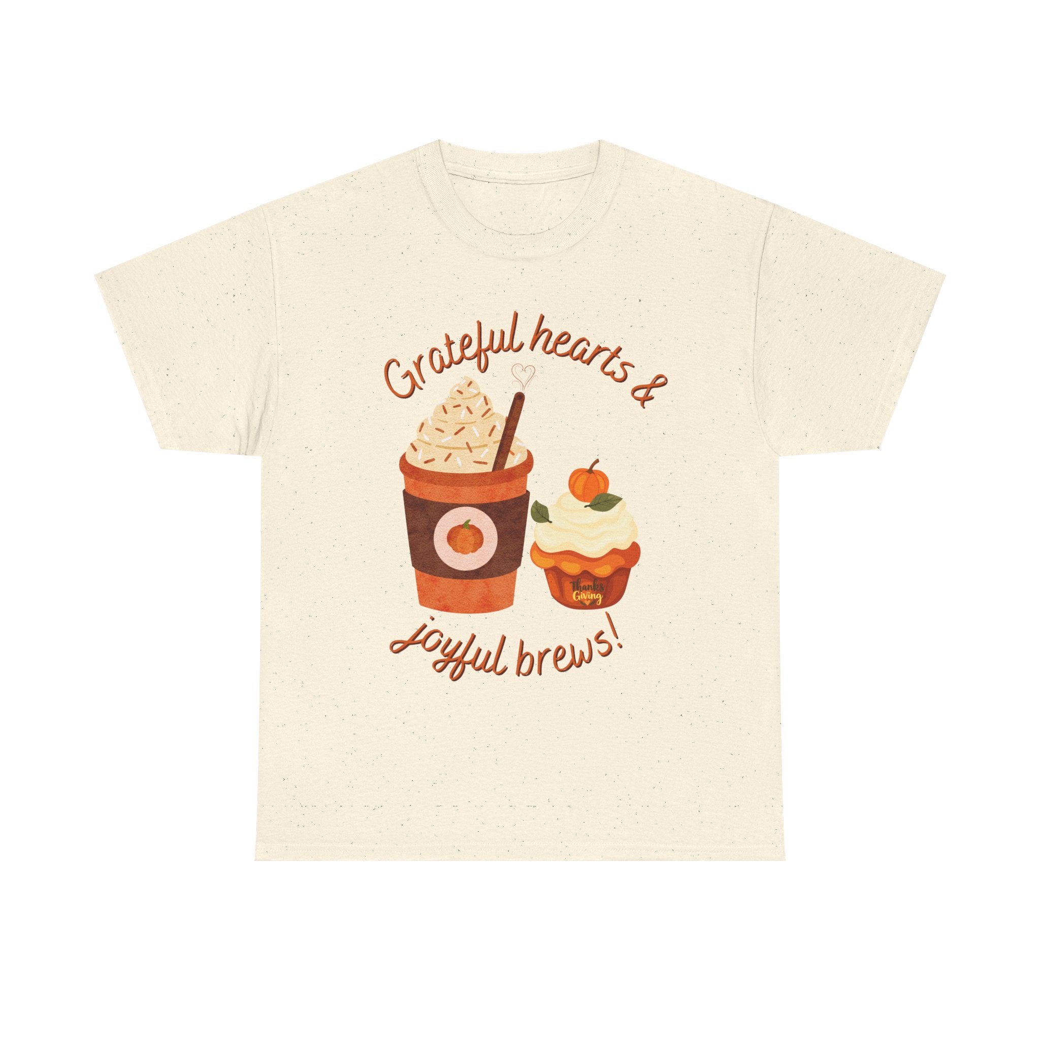 Happy Thanksgiving- Grateful Hearts & Joyful Brews Tee, Unisex Cotton Shirt, Coffee Lovers Gift, Casual Wear, Cute Tee for Celebrations, Fall Fashion