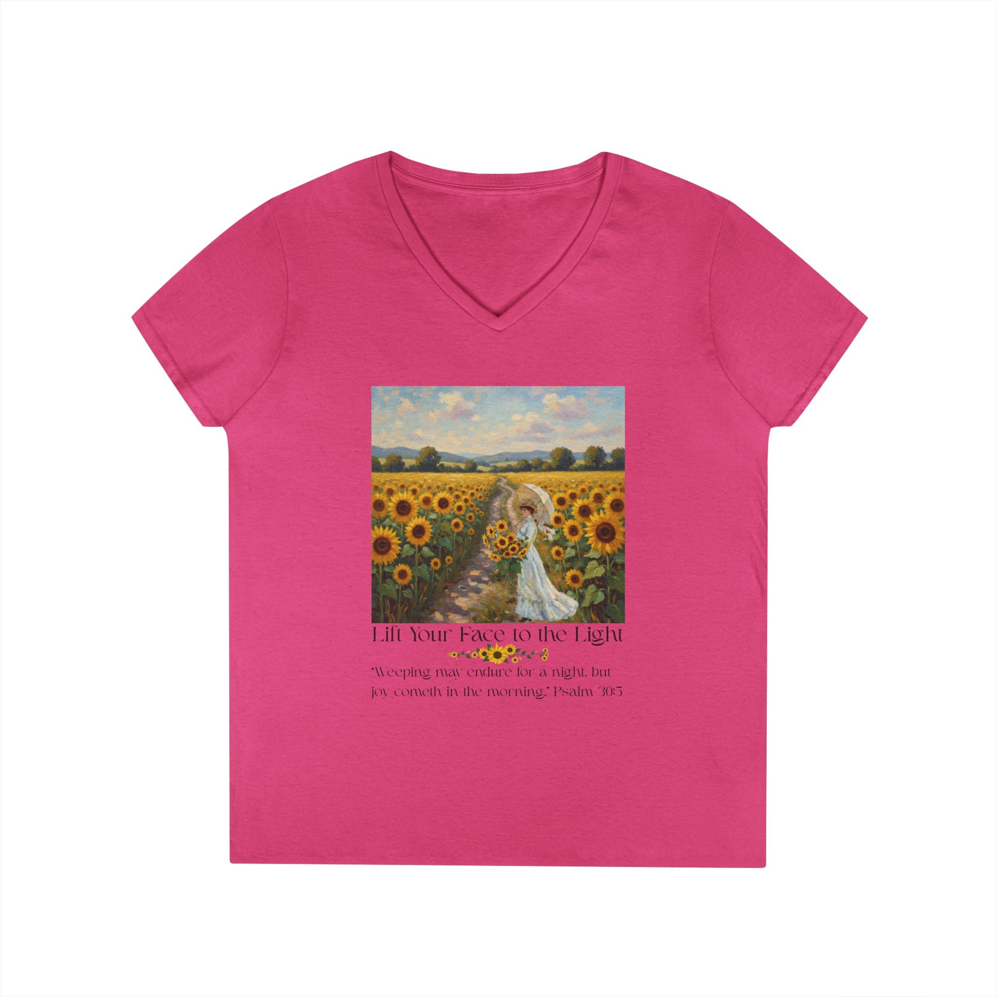 Sunflower Inspirational V-Neck T-Shirt, Motivational Tee, Gift for Her