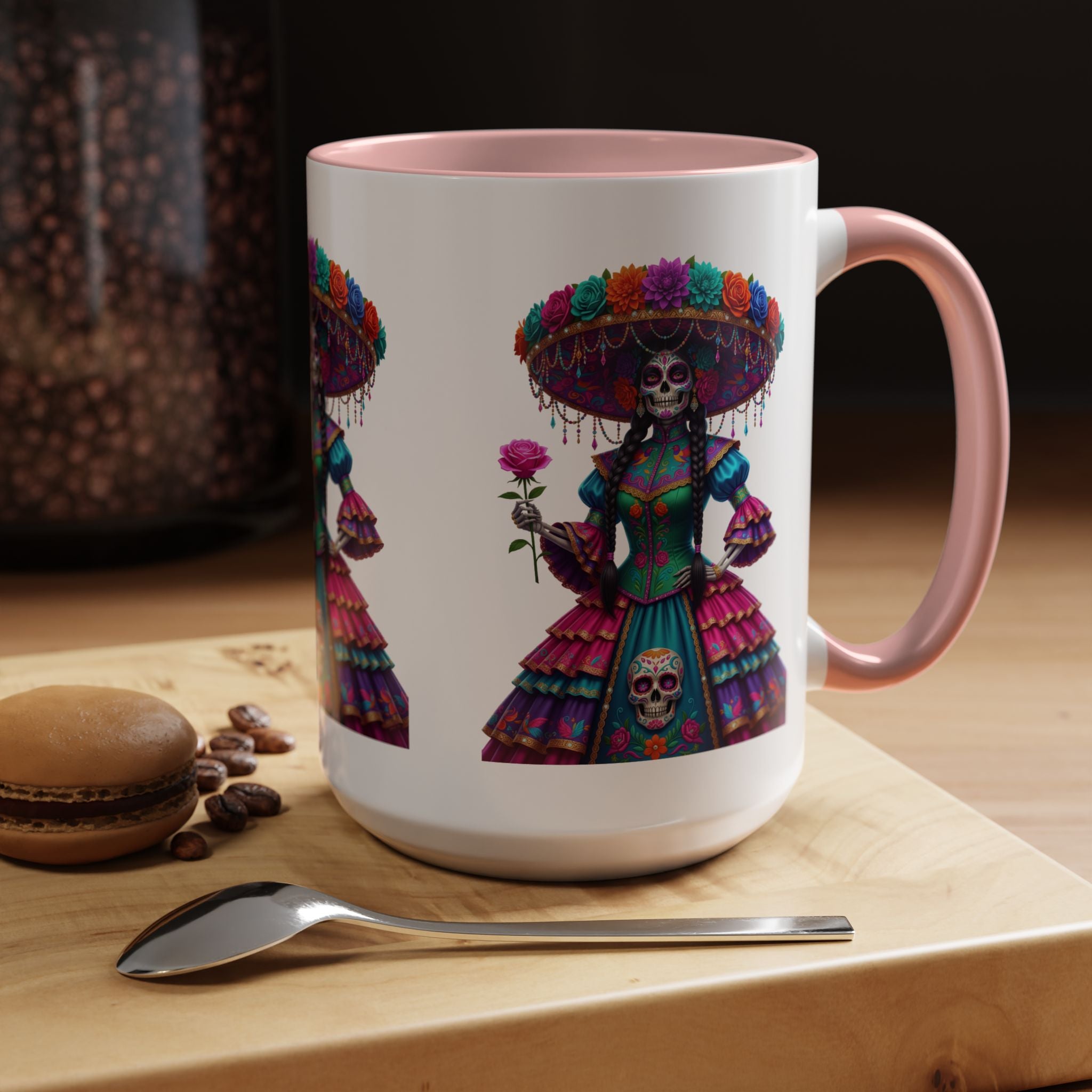 La Catrina Elegante – Día de los Muertos Inspired Artwork, Caffeine Lover Gift, Halloween Decor, Artful Drinkware