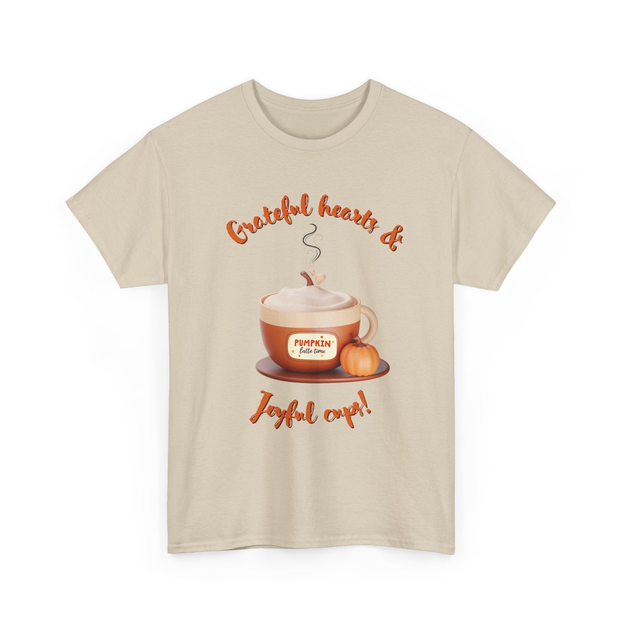 Happy Thanksgiving- Grateful Hearts & Joyful Cups Unisex Tee, Cozy Fall T-Shirt, Thanksgiving Gift, Coffee Lover Apparel, Autumn Fashion