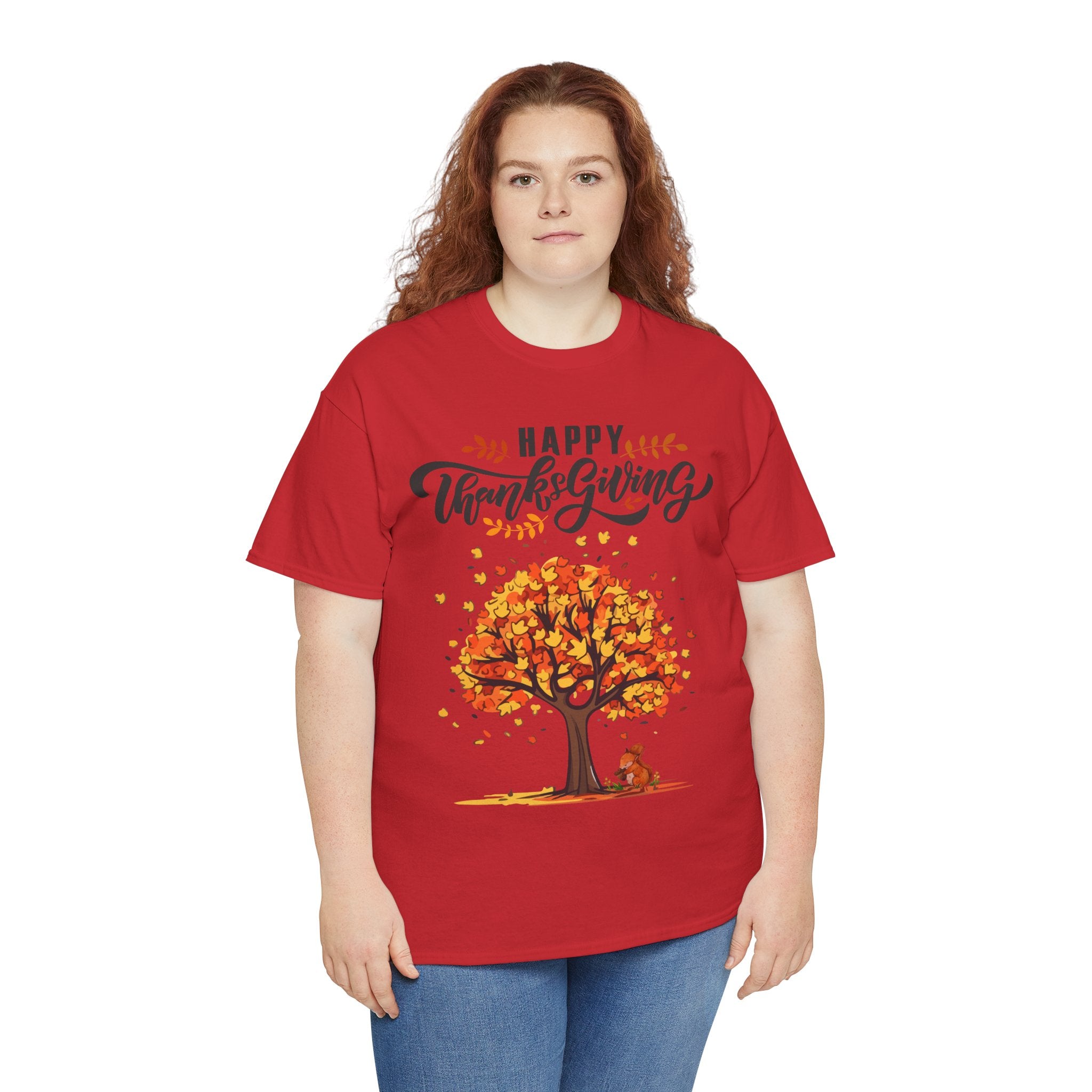 Happy Thanksgiving Tree Unisex Tee, Autumn Shirt, Holiday Apparel, Fall Fashion, Seasonal Gift