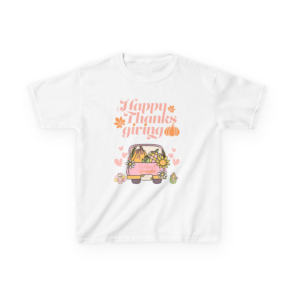 Happy Thanksgiving Kids Tee, Fall T-Shirt, Cute Pumpkin Shirt, Autumn Apparel, Kids Harvest Tee, Seasonal Kids Clothing