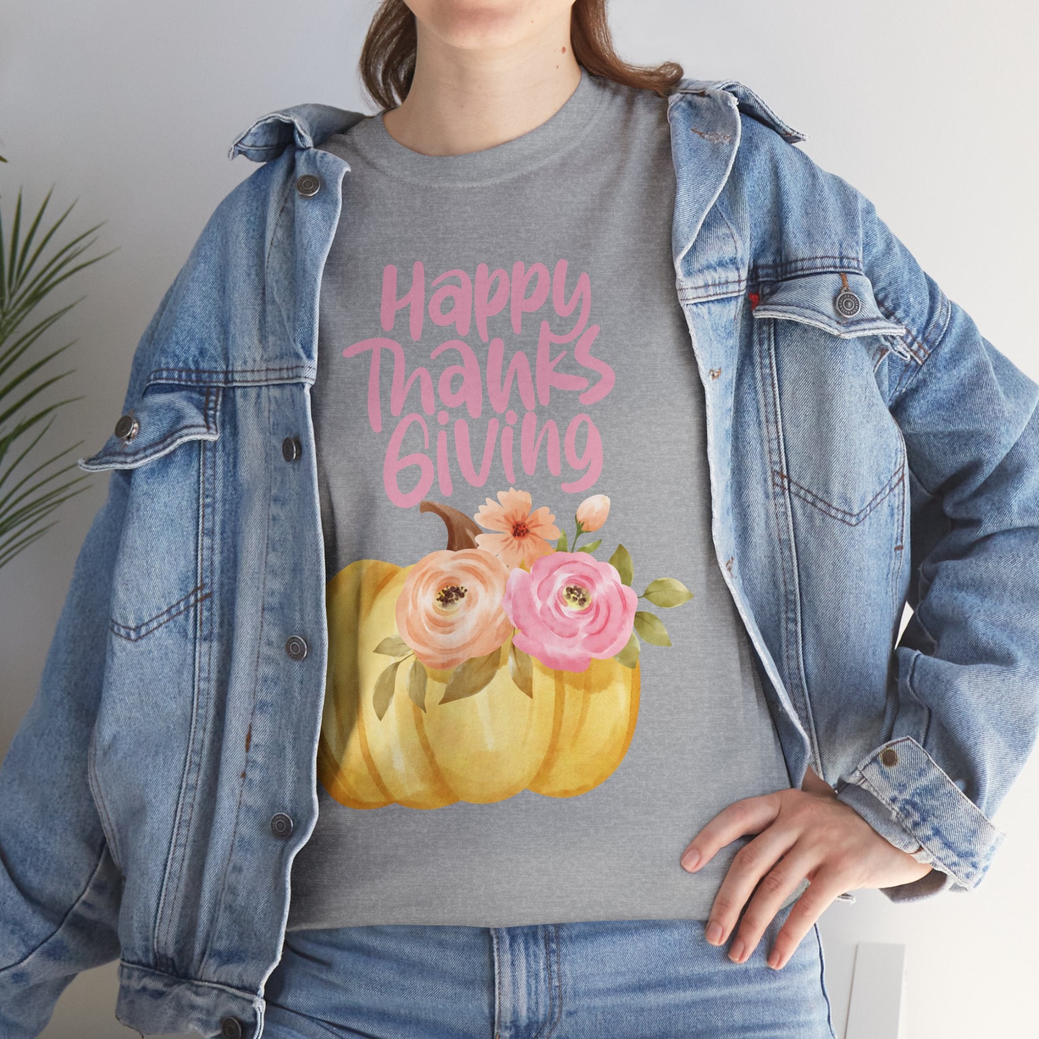 Thanksgiving Floral Tee, Holiday Shirt, Fall Fashion, Gifts for Her, Pumpkin T-Shirt, Autumn Apparel, Friendsgiving Outfit