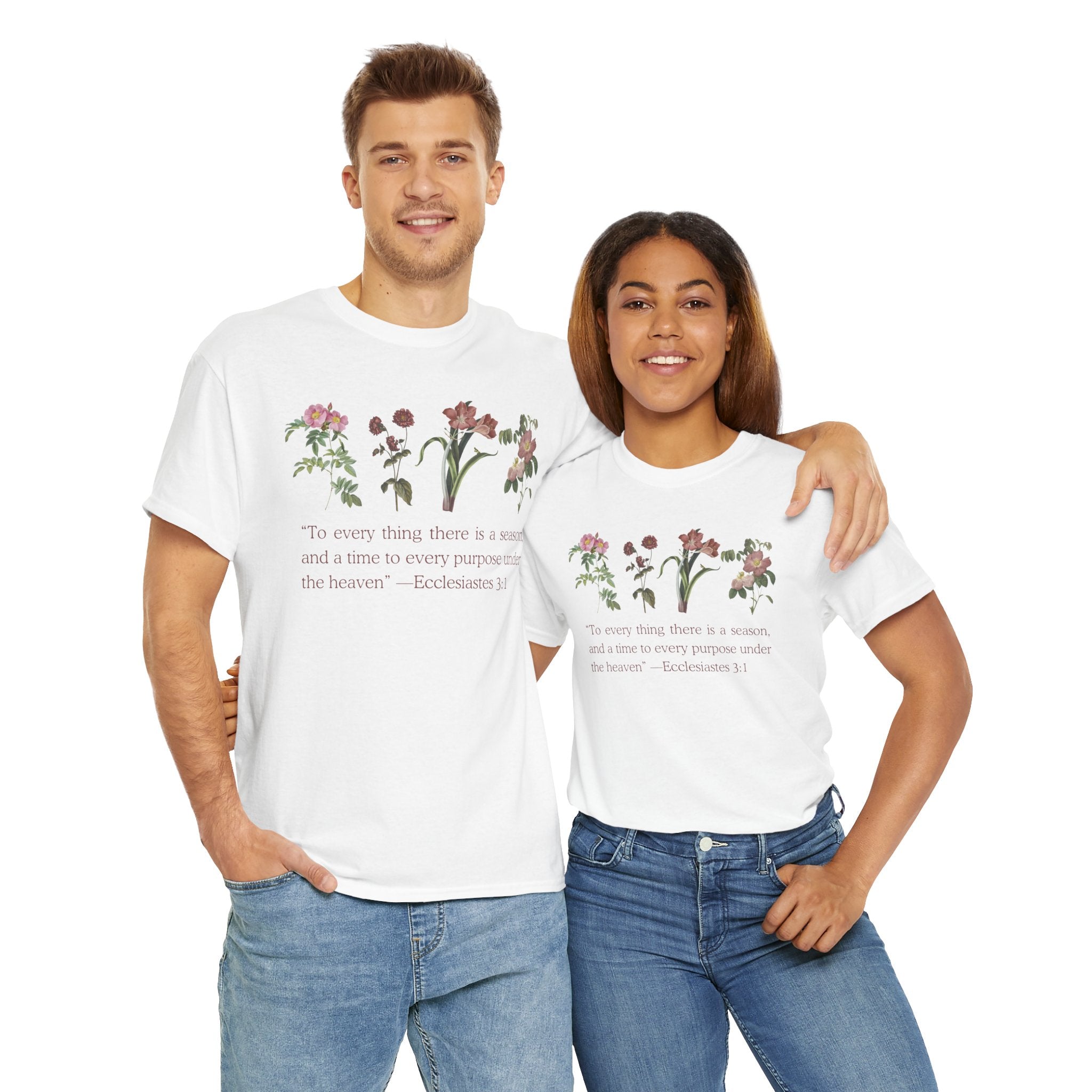 Christian -Biblical Inspirational Floral Quote Tee, Nature Lover Gift, Eco-Friendly Fashion, Casual Everyday Wear