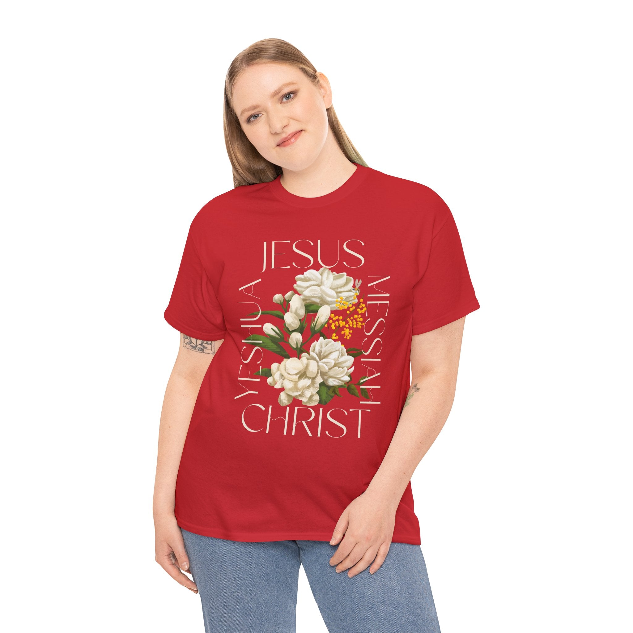 Floral Jesus Christ Tee, Spiritual T-Shirt, Inspirational Unisex Cotton Shirt, Gift for Believers, Christian Apparel