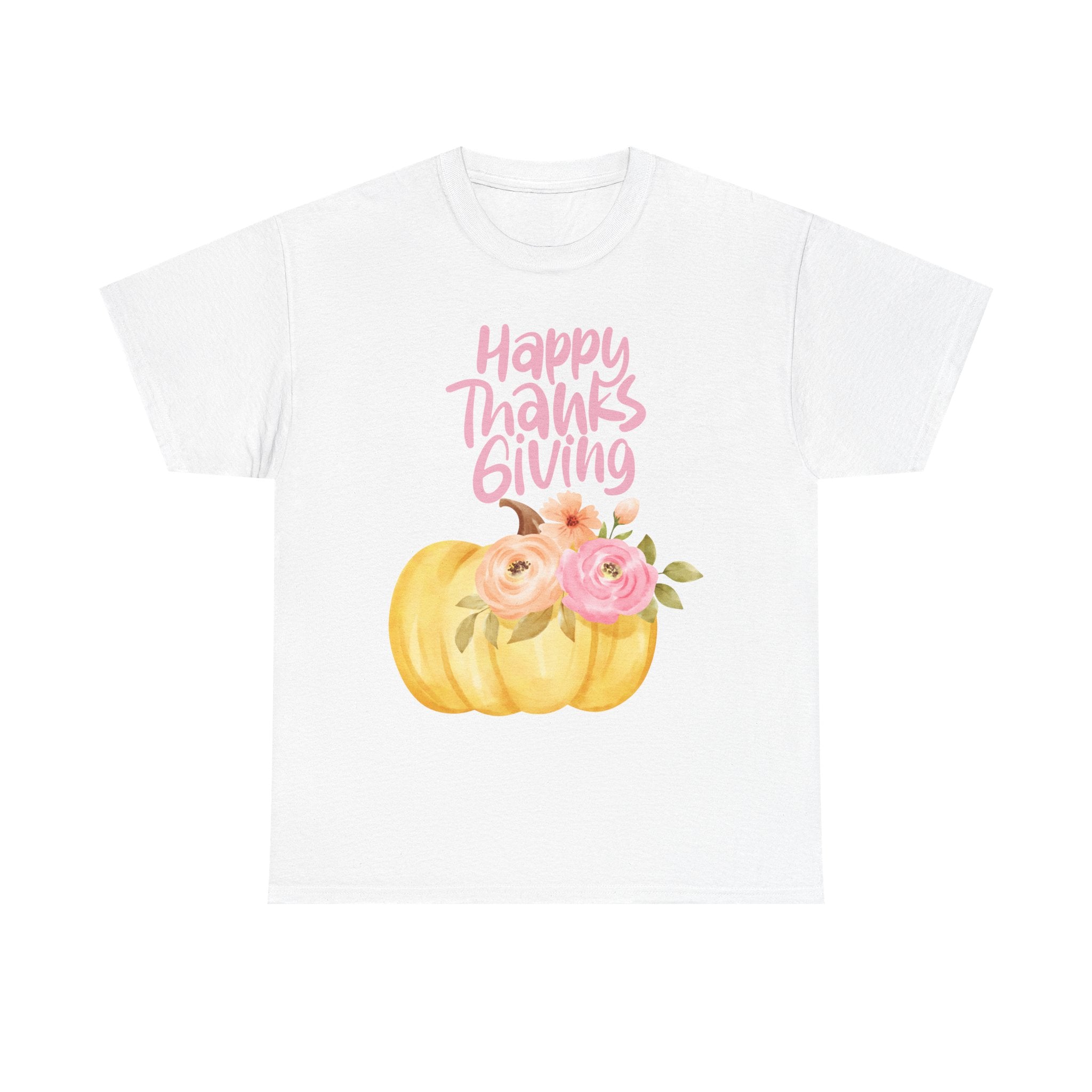 Thanksgiving Floral Tee, Holiday Shirt, Fall Fashion, Gifts for Her, Pumpkin T-Shirt, Autumn Apparel, Friendsgiving Outfit