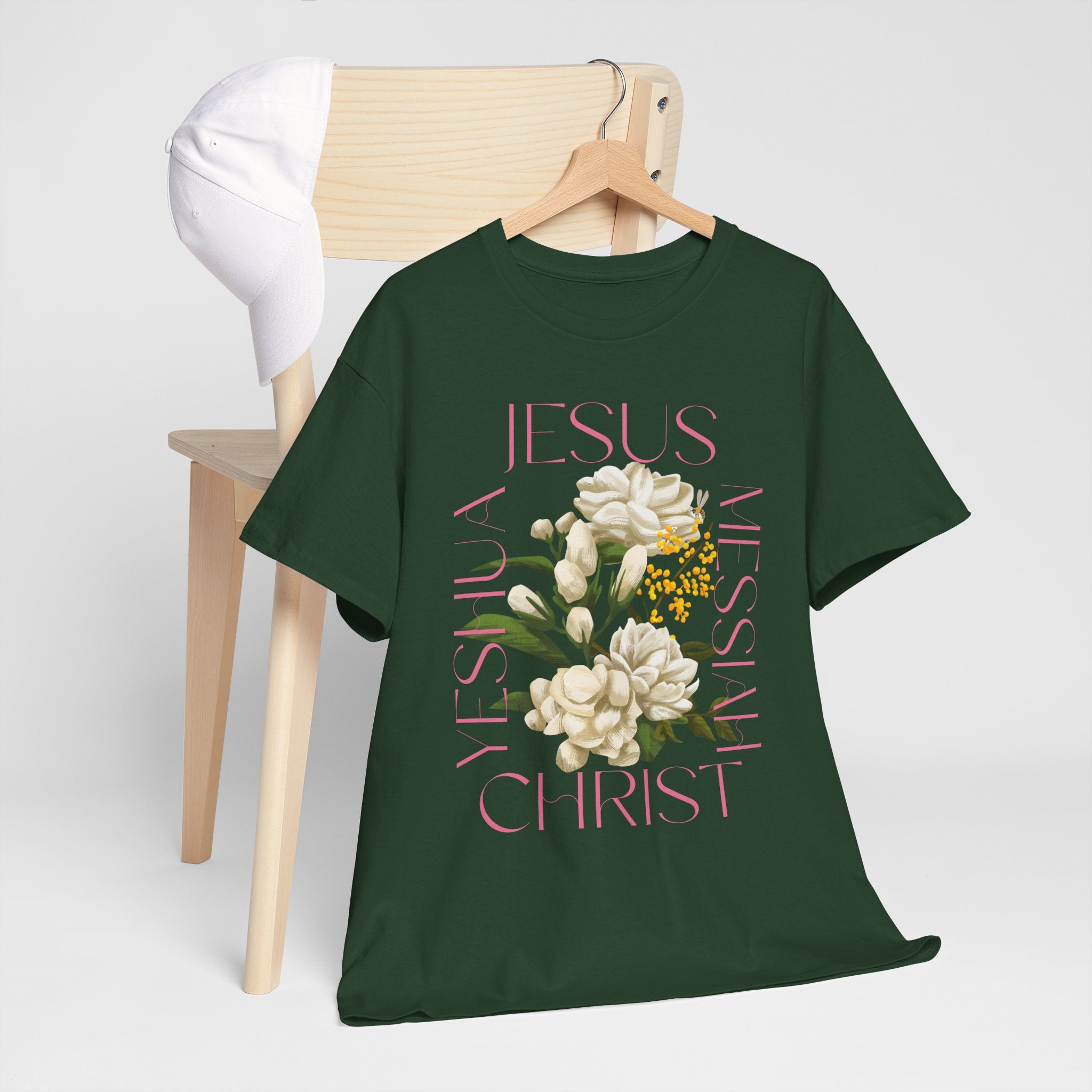 Floral Jesus Heavy Cotton Tee, Unisex T-Shirt, Christian Gift, Faith-Based Apparel, Religious Fashion, Inspirational Clothing