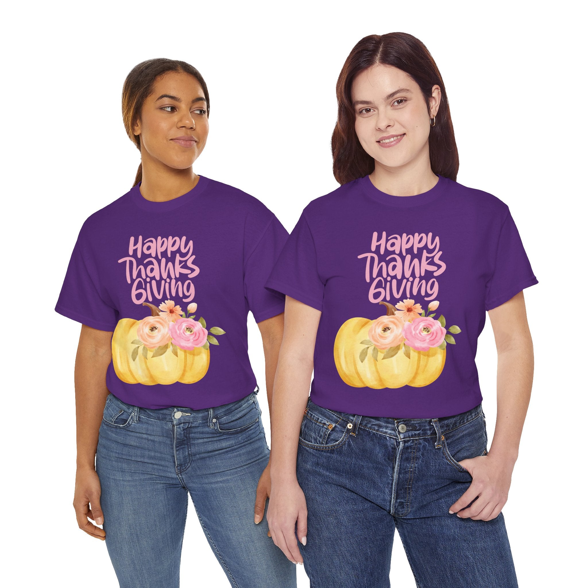 Thanksgiving Floral Tee, Holiday Shirt, Fall Fashion, Gifts for Her, Pumpkin T-Shirt, Autumn Apparel, Friendsgiving Outfit