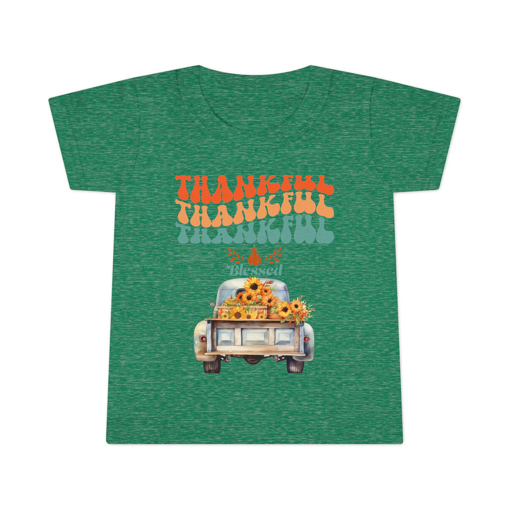 Toddler T-Shirt - Thankful Vintage Car Design, Cute Autumn Apparel, Fall Celebration Shirt, Kids Gratitude Tee, Gifts for Thanksgiving