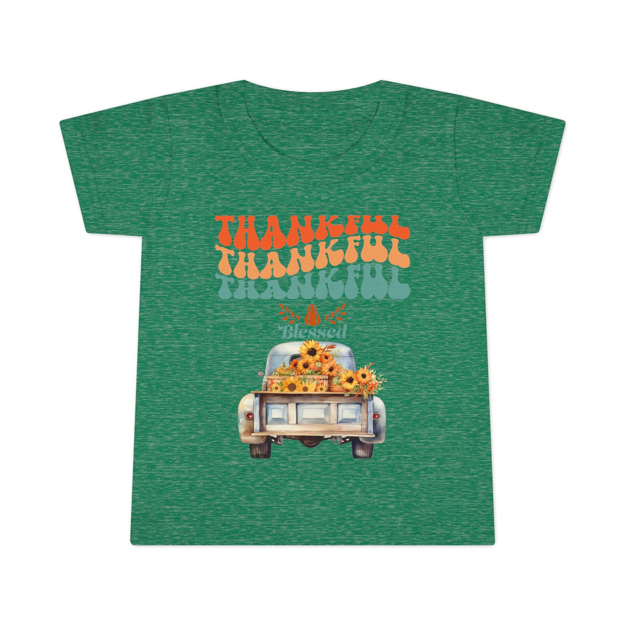 Toddler T-Shirt - Thankful Vintage Car Design, Cute Autumn Apparel, Fall Celebration Shirt, Kids Gratitude Tee, Gifts for Thanksgiving