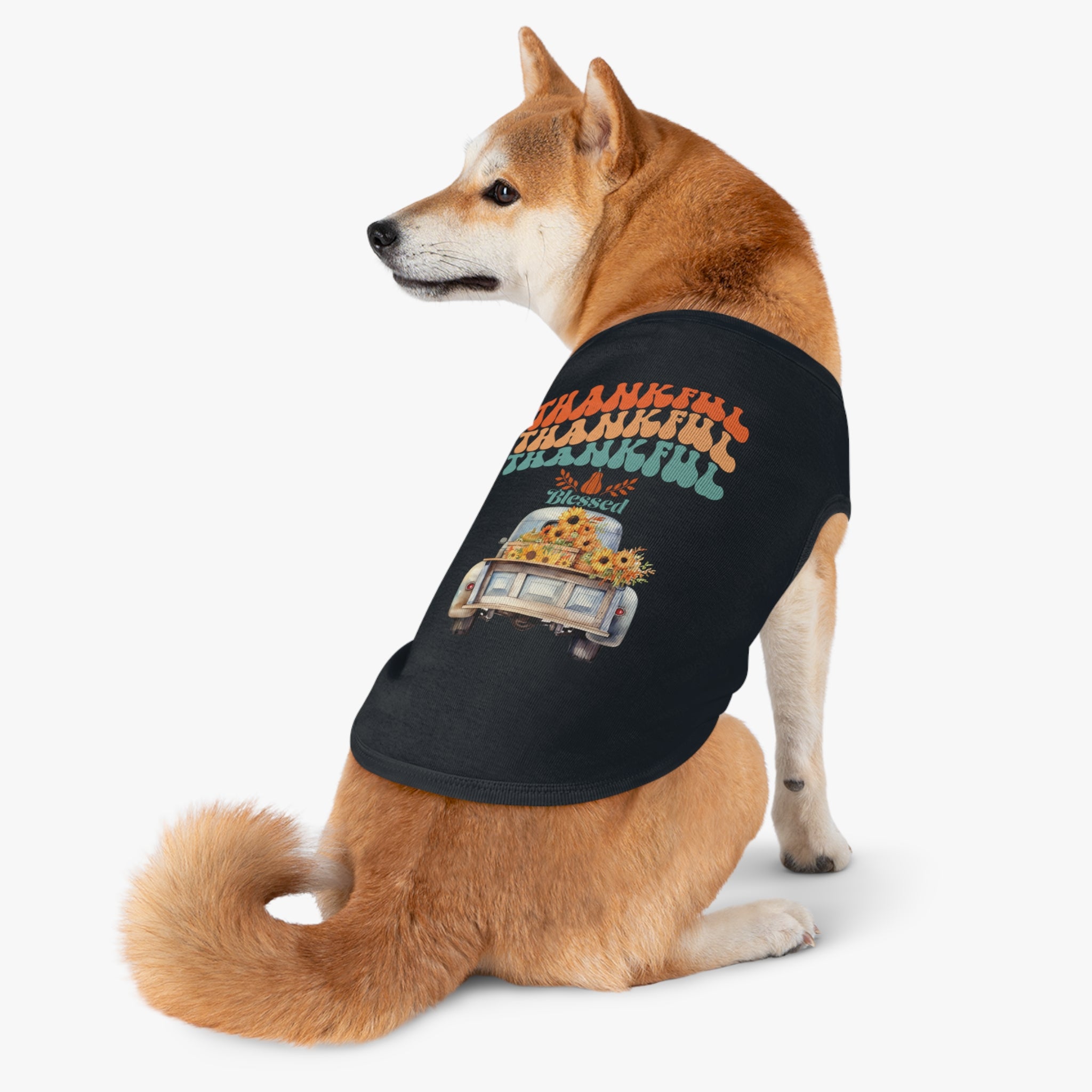 Thankful Pet Tank Top, Cute Dog Shirt, Pet Apparel, Blessed Pet Wear, Fall Fashion for Pets, Gifts for Dog Lovers