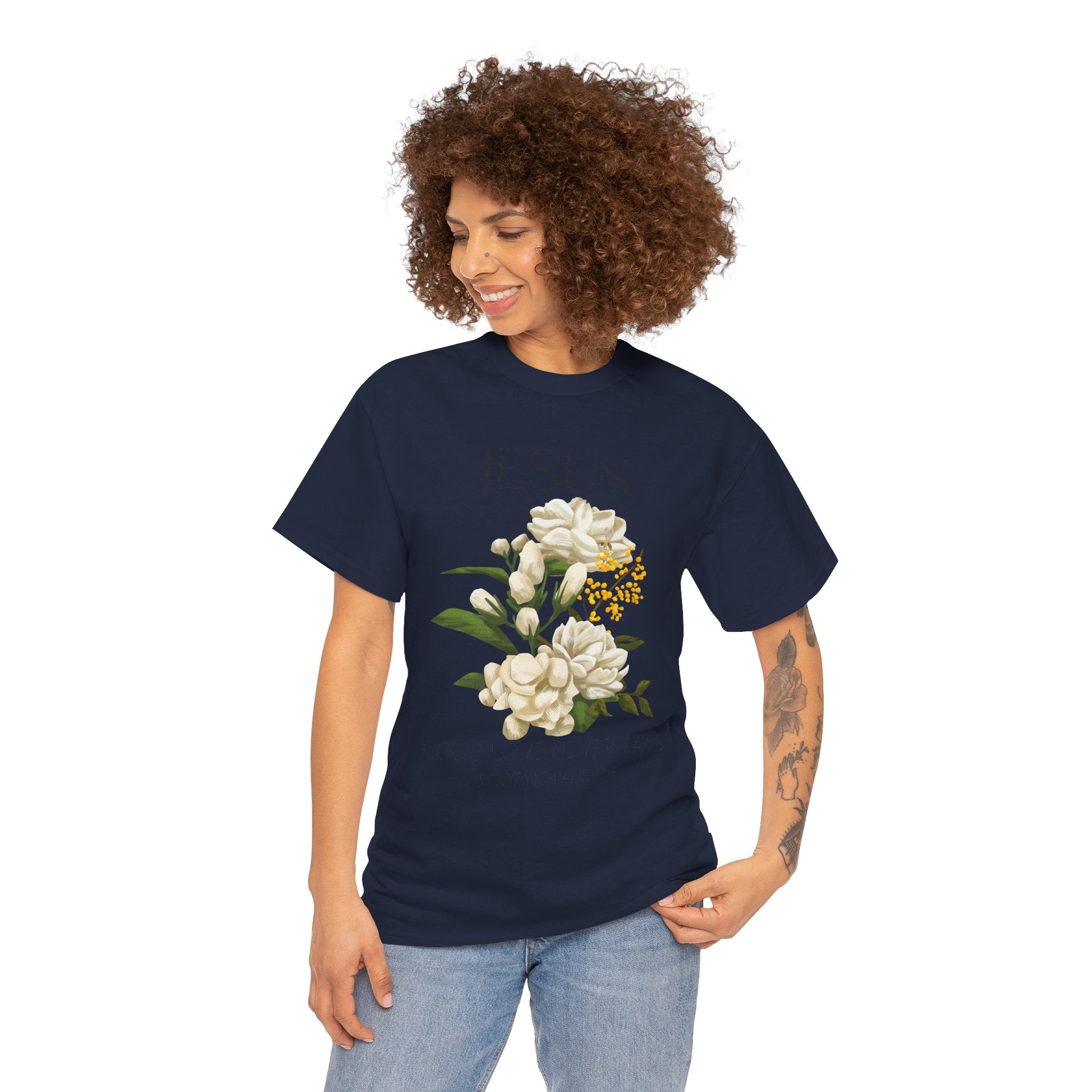Jesus- God's love never fails-Unisex Heavy Cotton Tee