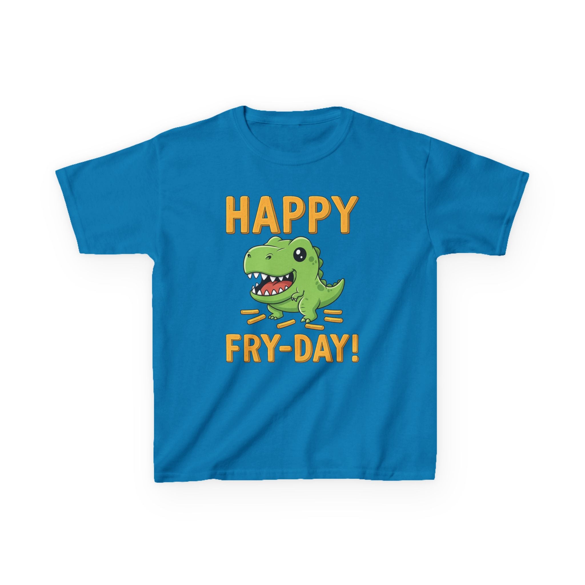 Happy Fry-Day Kids Tee, Fun Dinosaur T-Shirt, Kids Cotton Shirt, Birthday Gift, Everyday Wear, Summer Fun, Playful Tee