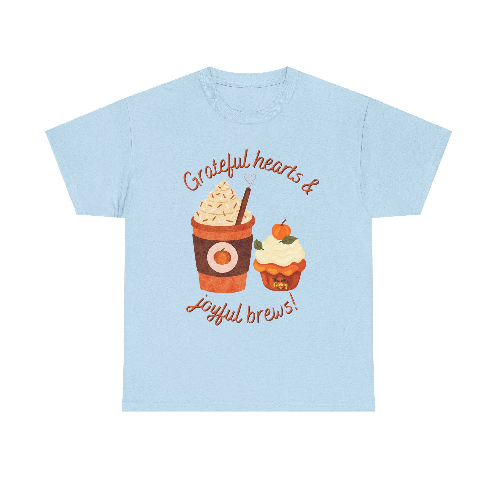 Happy Thanksgiving- Grateful Hearts & Joyful Brews Tee, Unisex Cotton Shirt, Coffee Lovers Gift, Casual Wear, Cute Tee for Celebrations, Fall Fashion