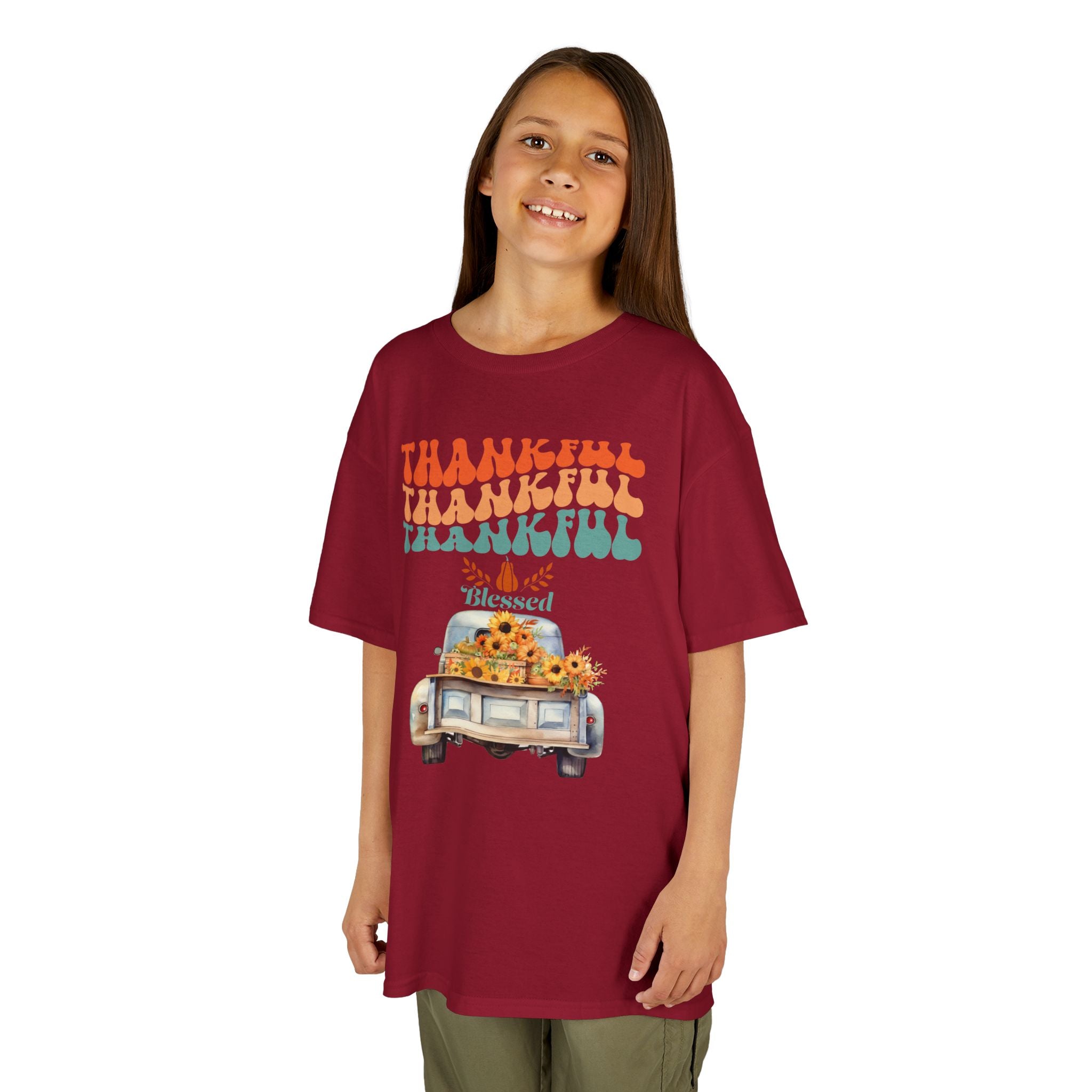 Thankful Kids Tee | Cute Autumn T-Shirt | Thanksgiving Gift | Kids Holiday Wear | Family Gathering Apparel