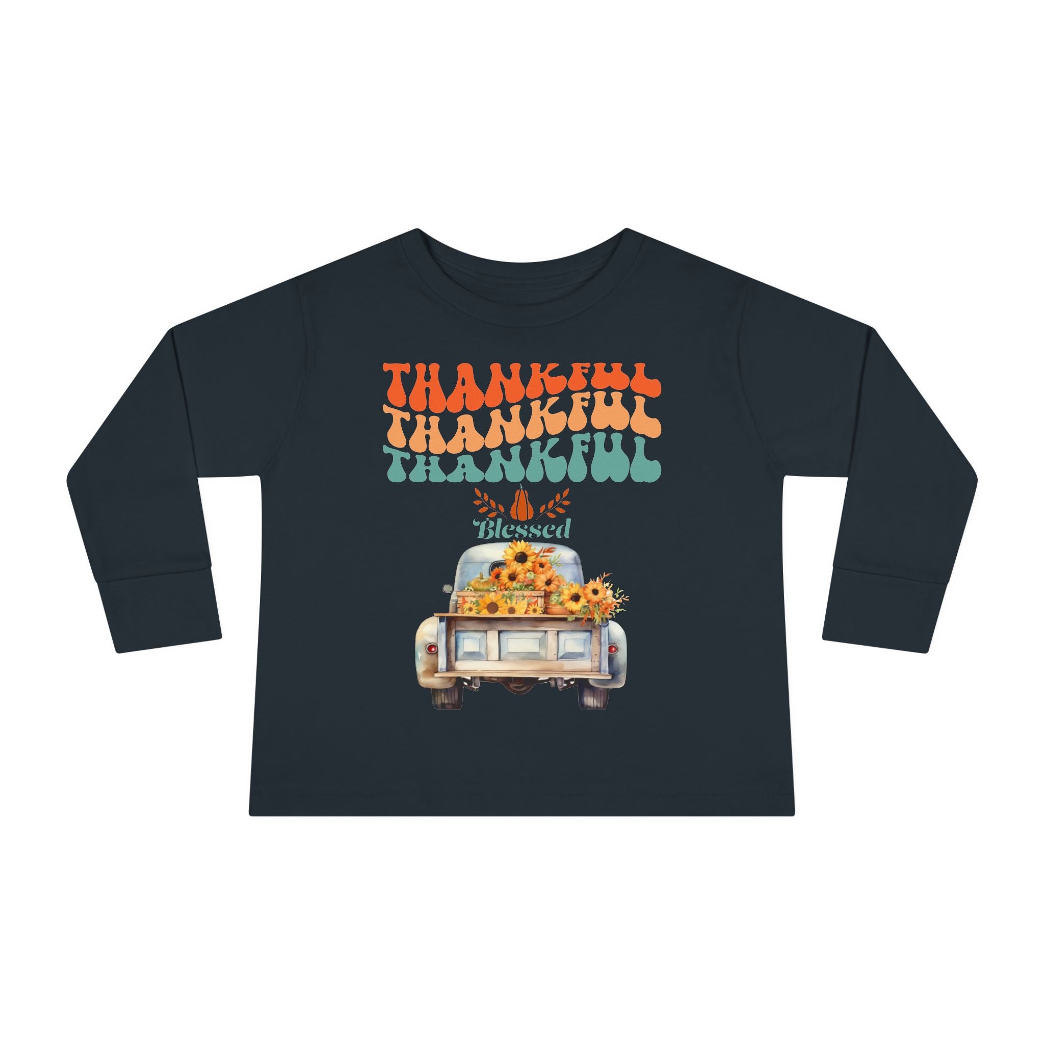 Thankful Toddler Long Sleeve Tee - Perfect for Fall Celebrations, Family Gatherings, Thanksgiving, Everyday Wear, Gifts