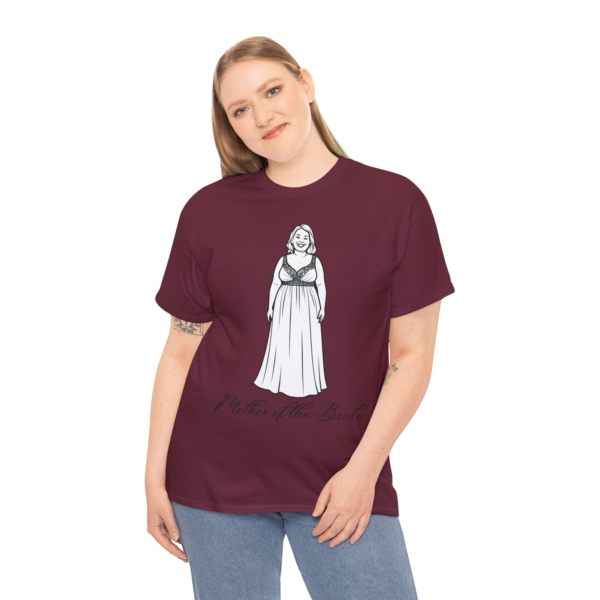 Mother of the Bride Tee, Plus Size Wedding Shirt, Unisex Cotton T-Shirt, Bridal Party Gift, Fun Wedding Day Apparel