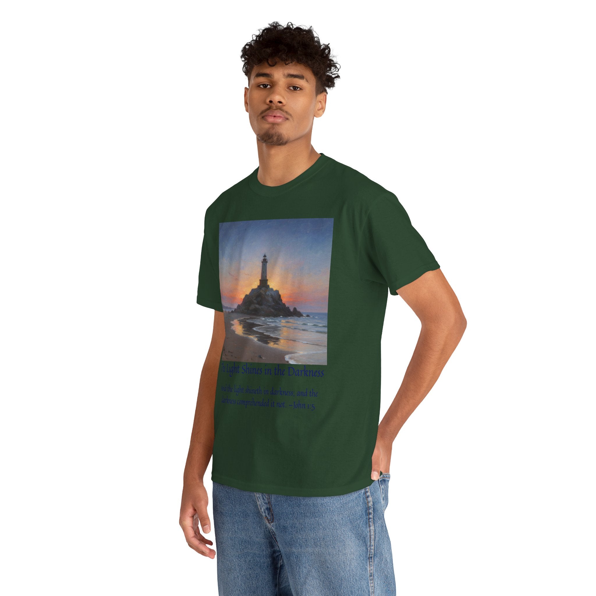 Light in Darkness Unisex Cotton Tee-inspired by Monet, Inspirational Shirt, Bible Verse Tee, Faith-Based Apparel, Perfect Gift for All Occasions