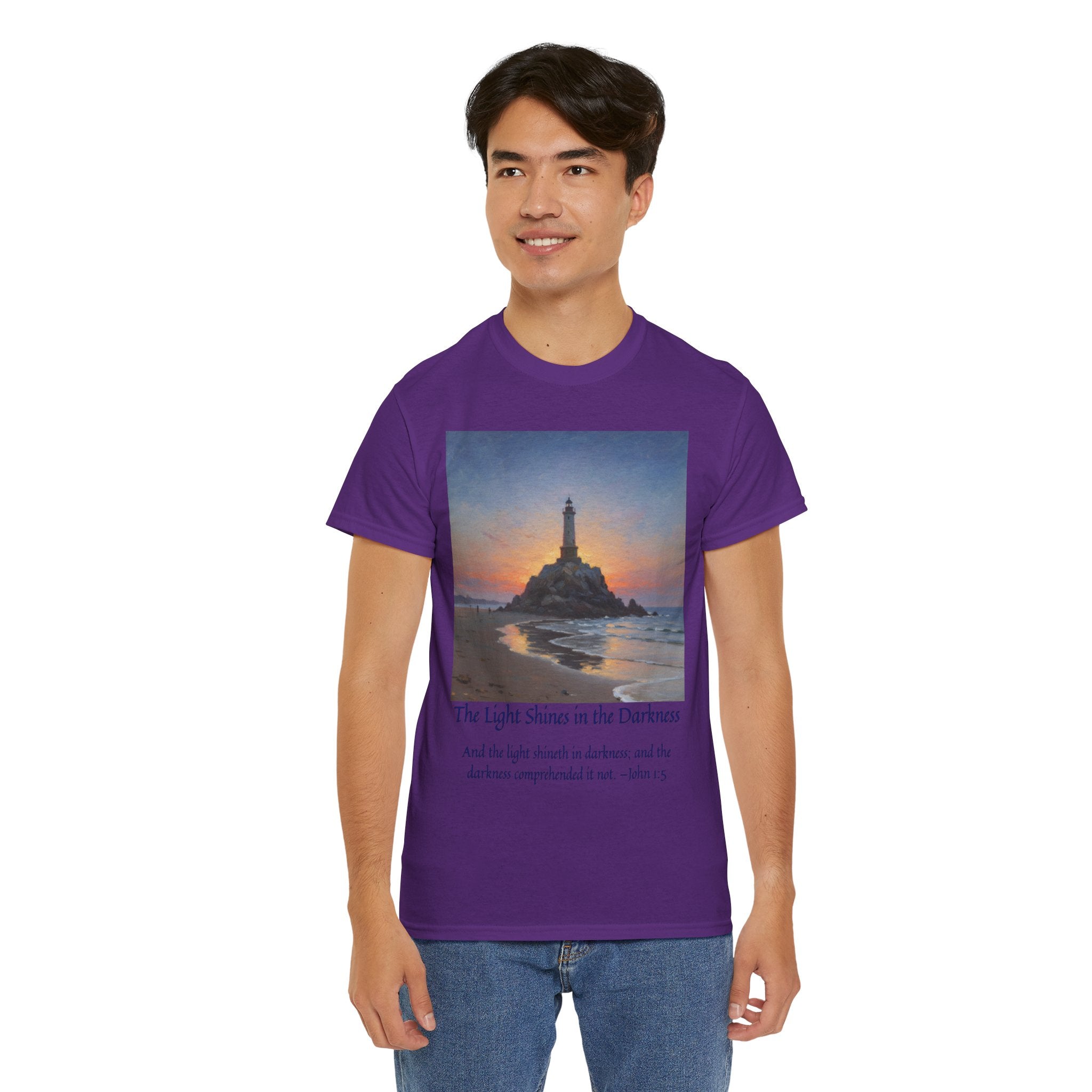 Light in Darkness Unisex Cotton Tee-inspired by Monet, Inspirational Shirt, Bible Verse Tee, Faith-Based Apparel, Perfect Gift for All Occasions