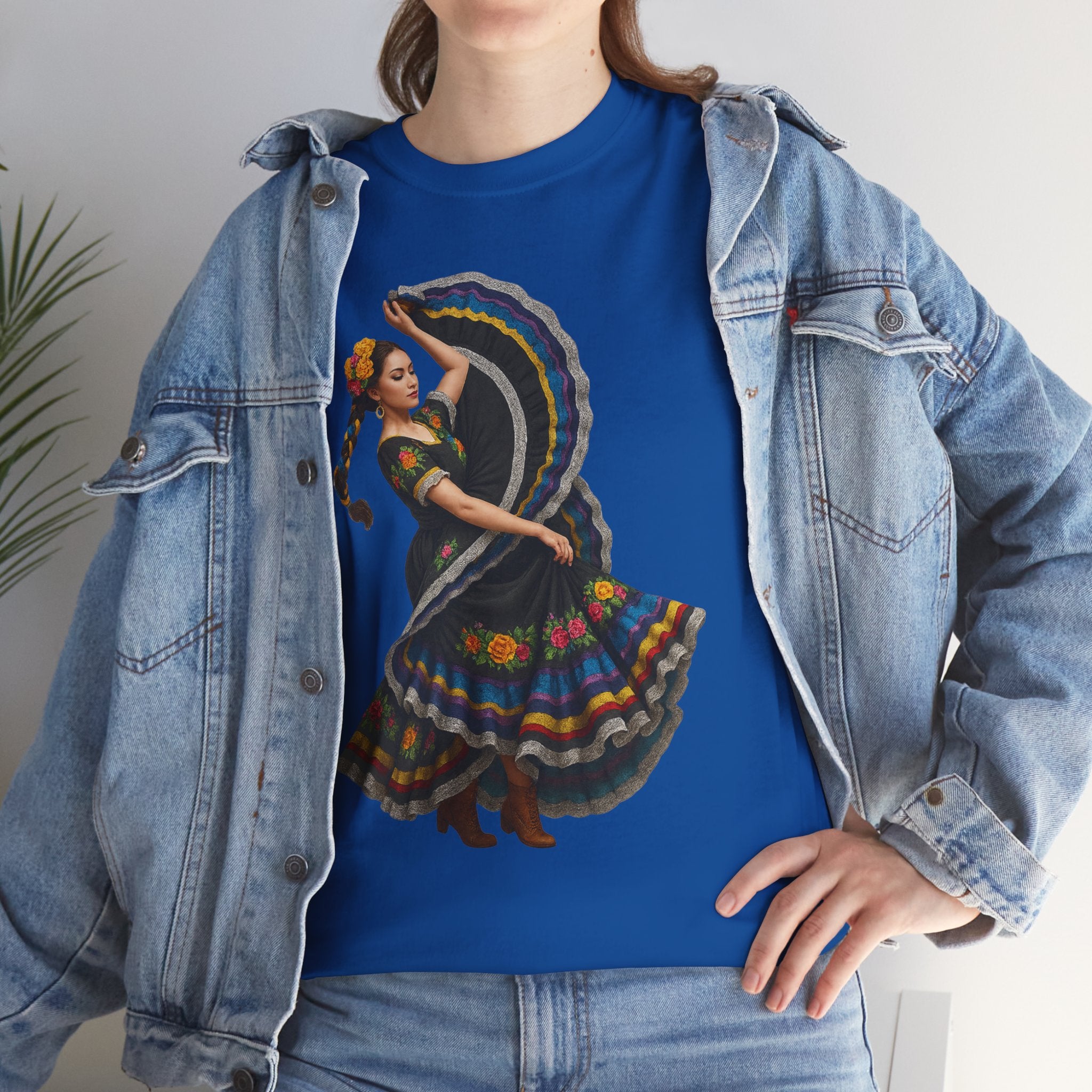 Folklórico Cultural Dance Graphic Tee, Unisex Heavy Cotton T-Shirt, Festival Apparel, Bohemian Style Shirt, Gift for Dancers, Ethnic Art Tee